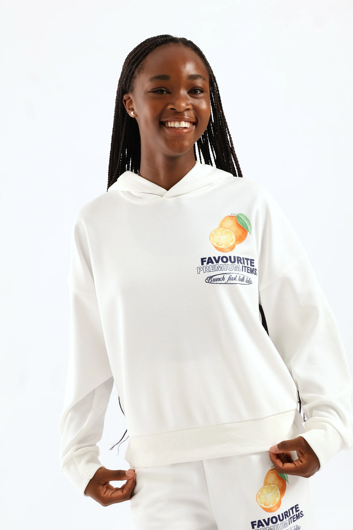Girls Weekend Favs Fleece Hoody - Cream - Image 9
