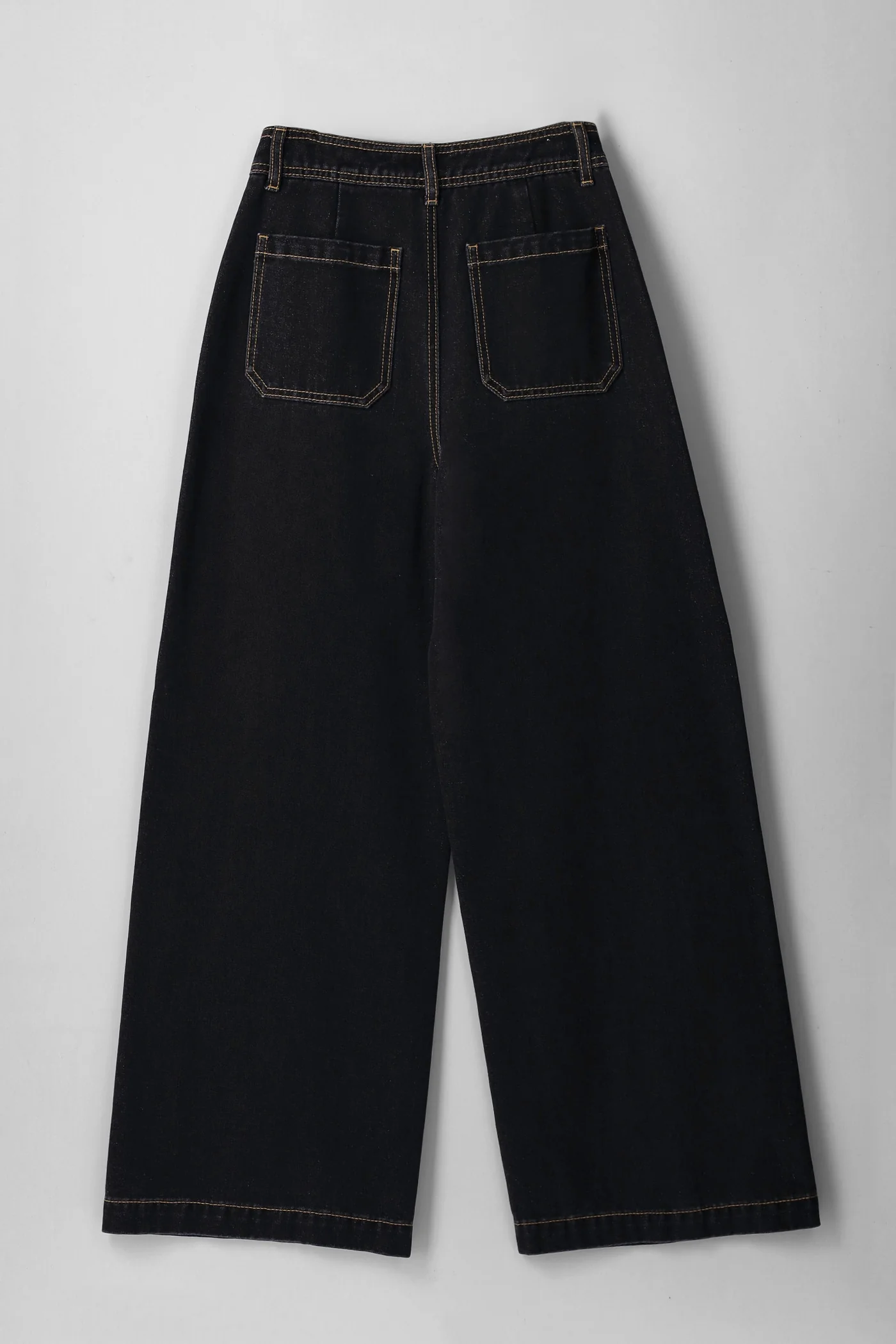Girls Wide Leg Dark Wash Pocket Jeans - Black - Image 2