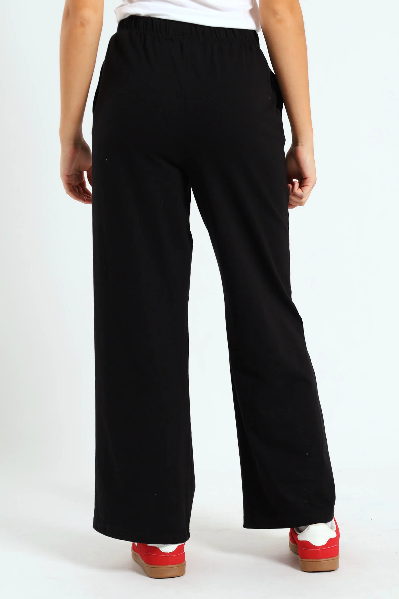Girls Wide Leg Knit Track Pants - Black - Image 3