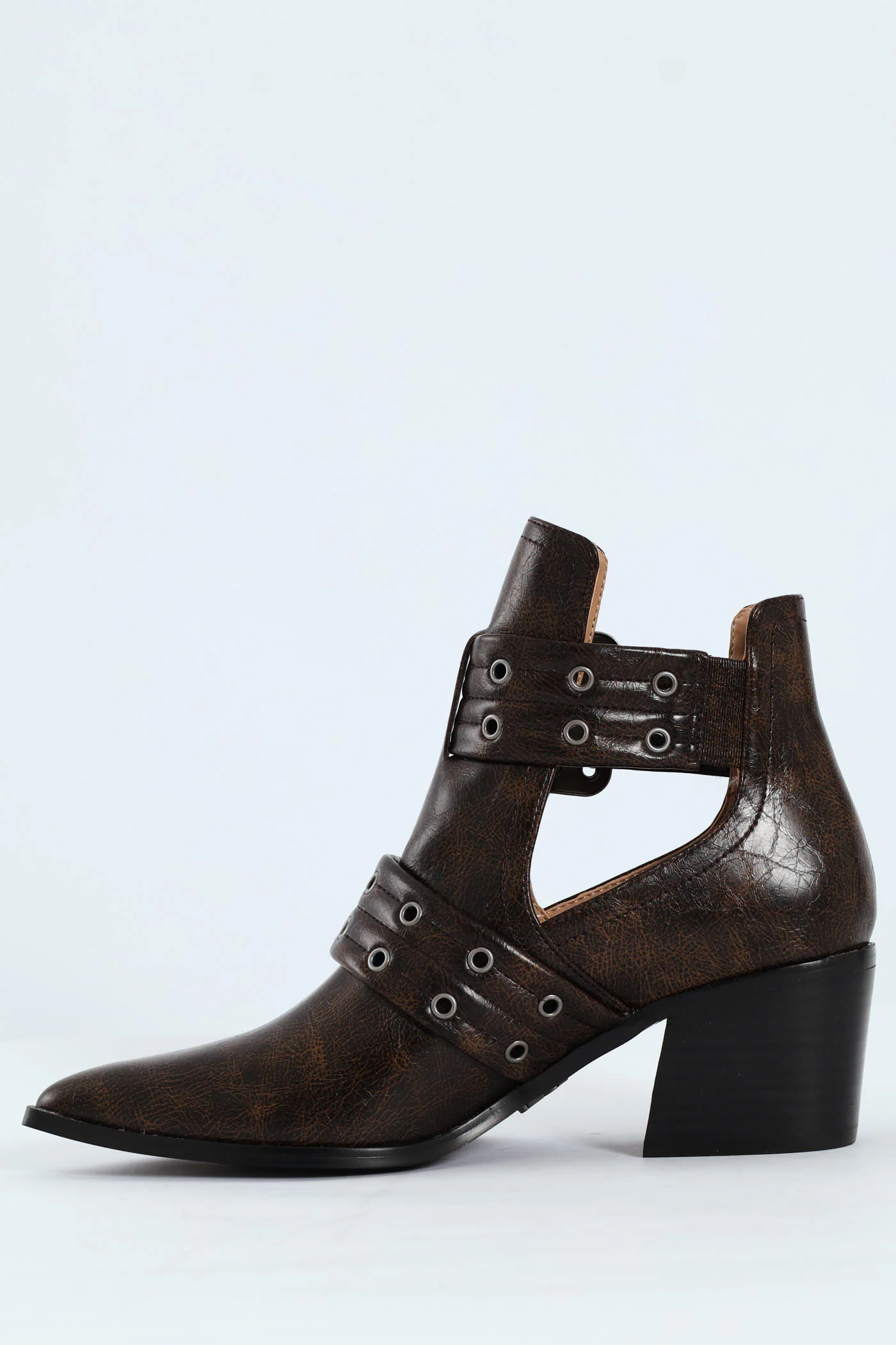 Giustine Pointed Toe Double Buckle Heeled Boot - Brown - Image 4