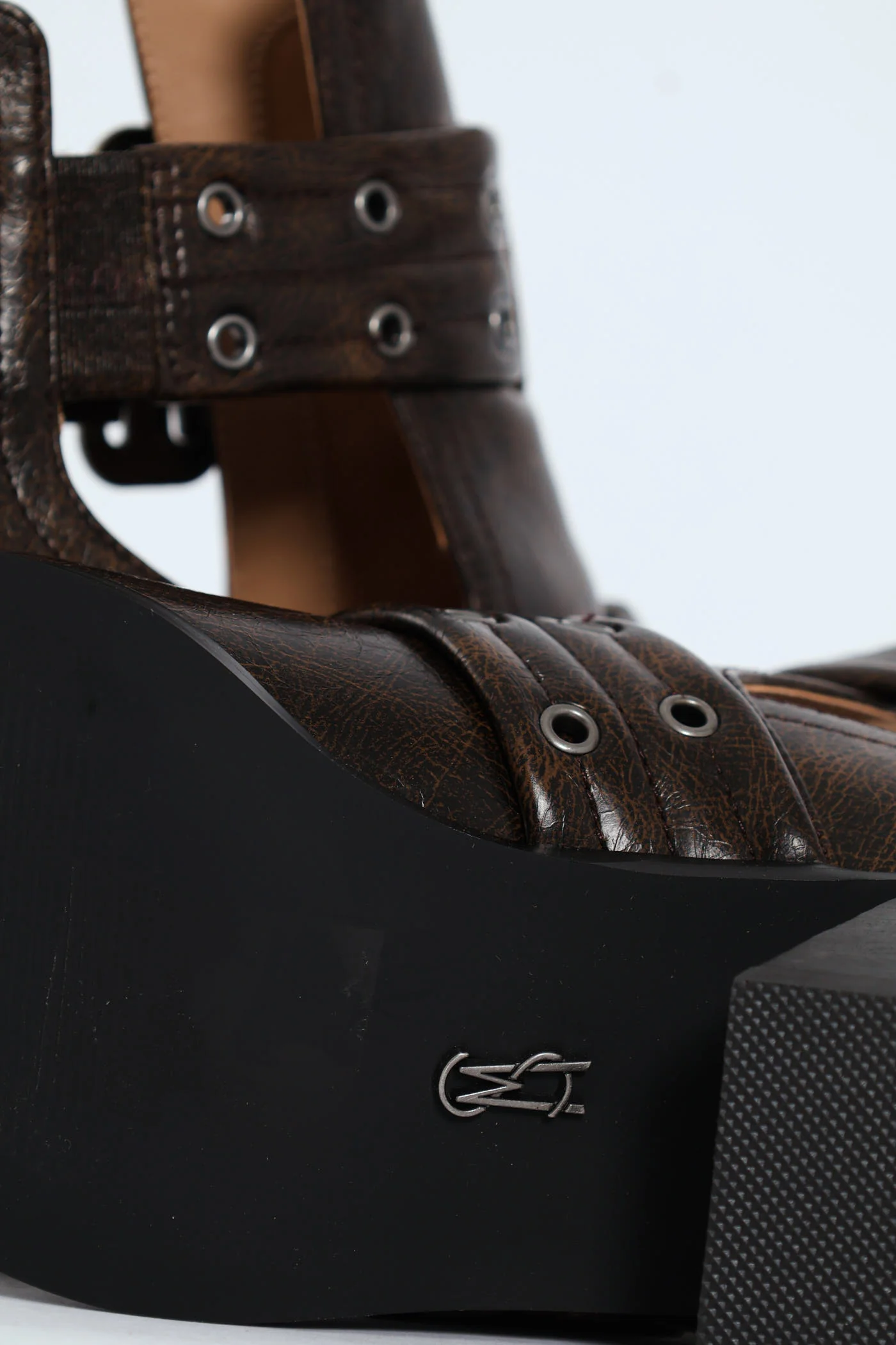 Giustine Pointed Toe Double Buckle Heeled Boot - Brown - Image 6