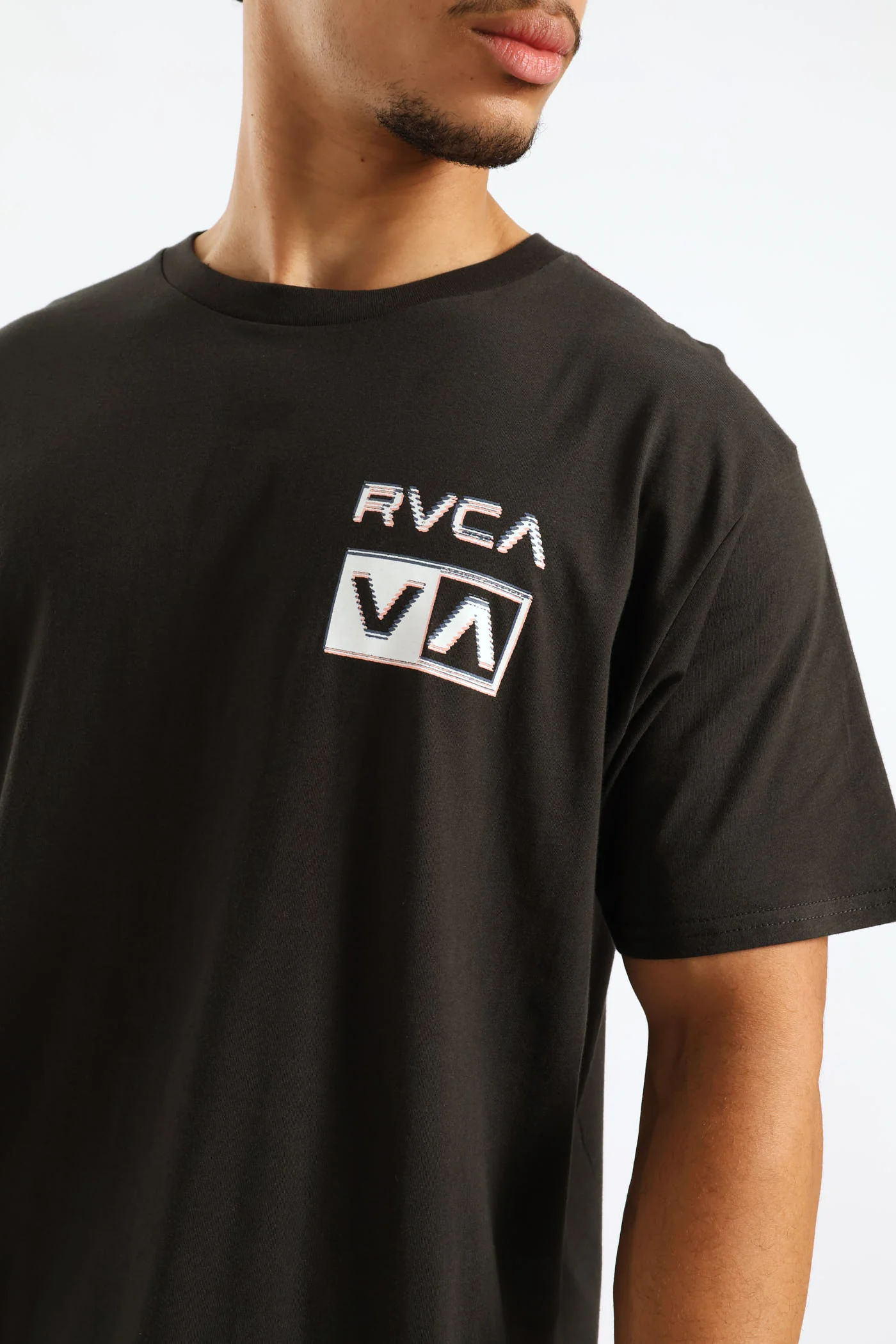 Glitch Red Stitch Tee - Black - Image 2
