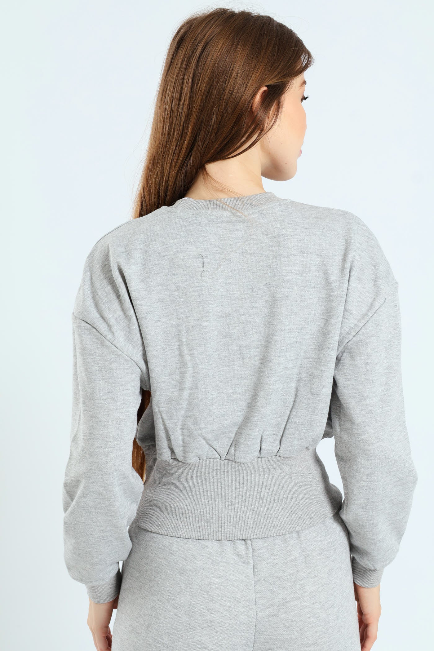 Glitter Fleece Sweat Top - Grey Melange - Image 4