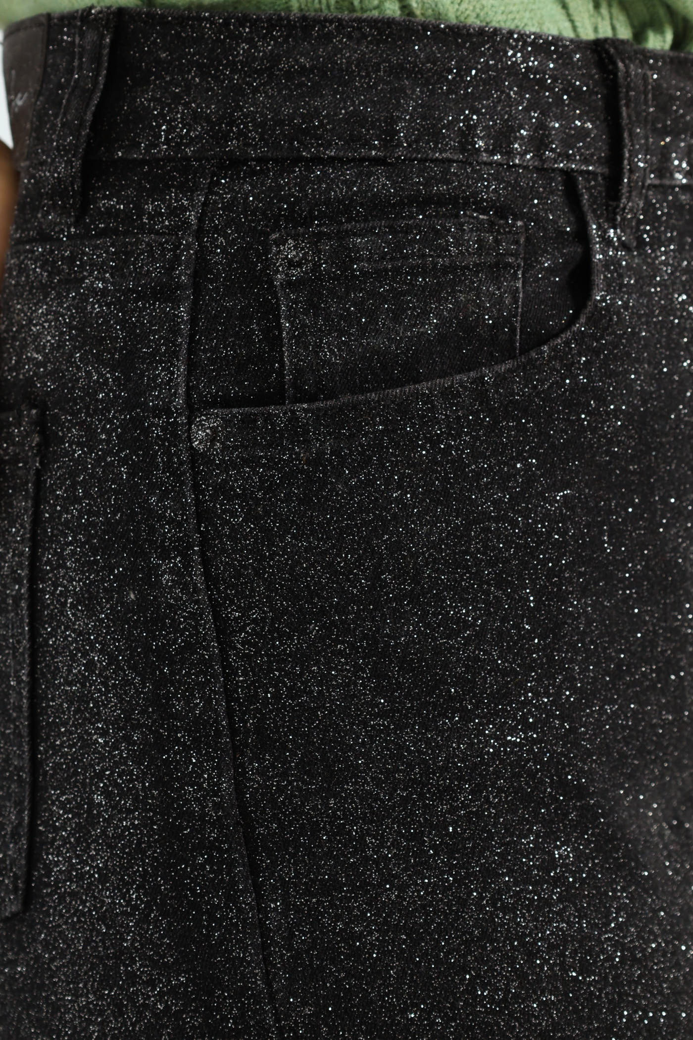 Glitter Wide Leg Jean - Black - Image 4