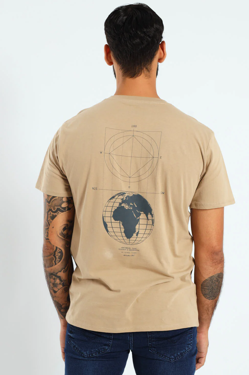 Globe Front & Back Tee - Taupe - Image 2