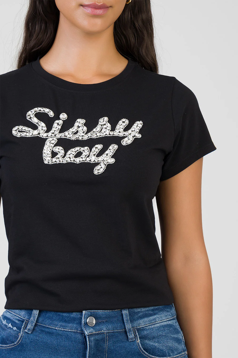 Glow On Raised Bling Logo Regular T-Shirt - Black - Image 2