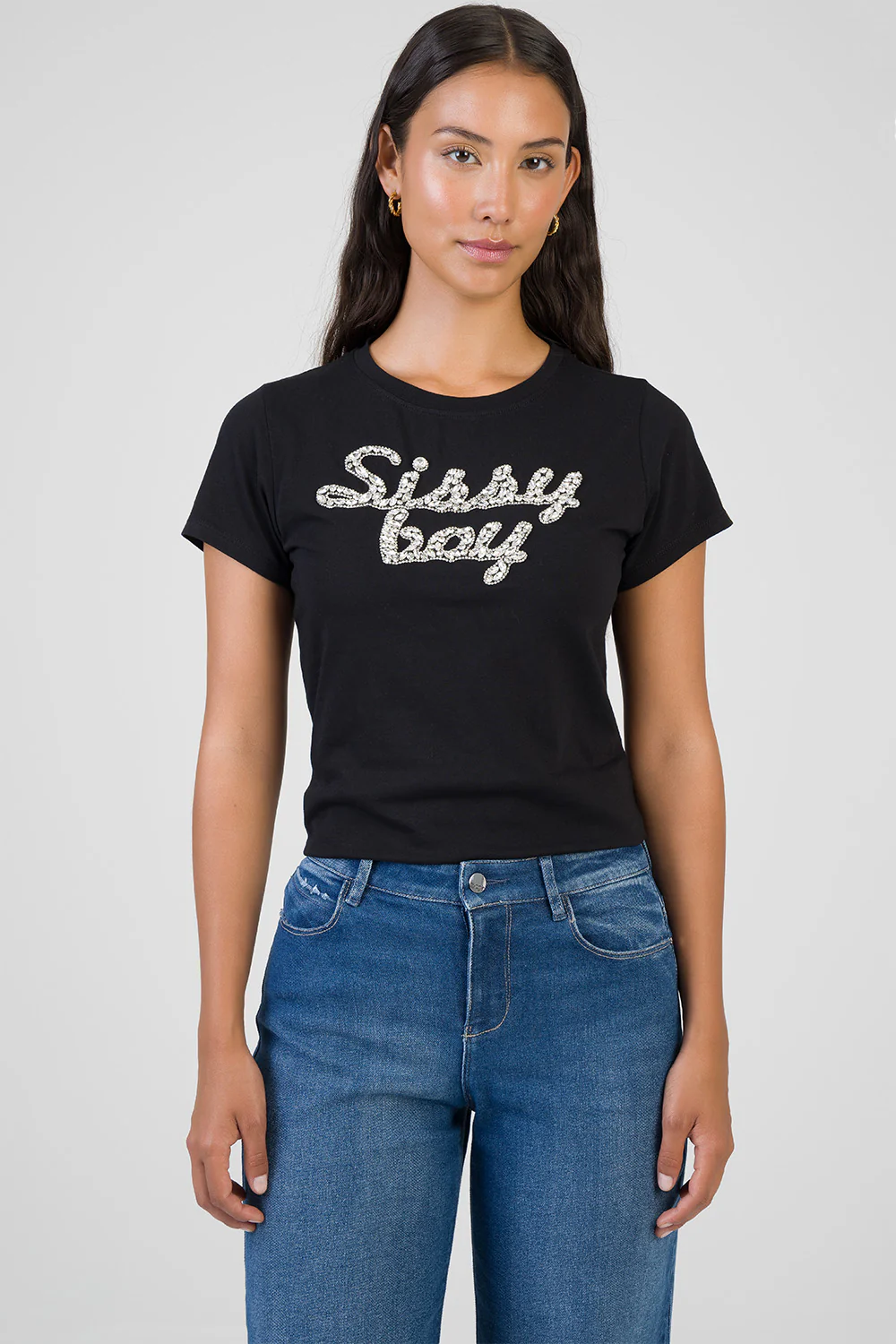 Glow On Raised Bling Logo Regular T-Shirt - Black - Image 3
