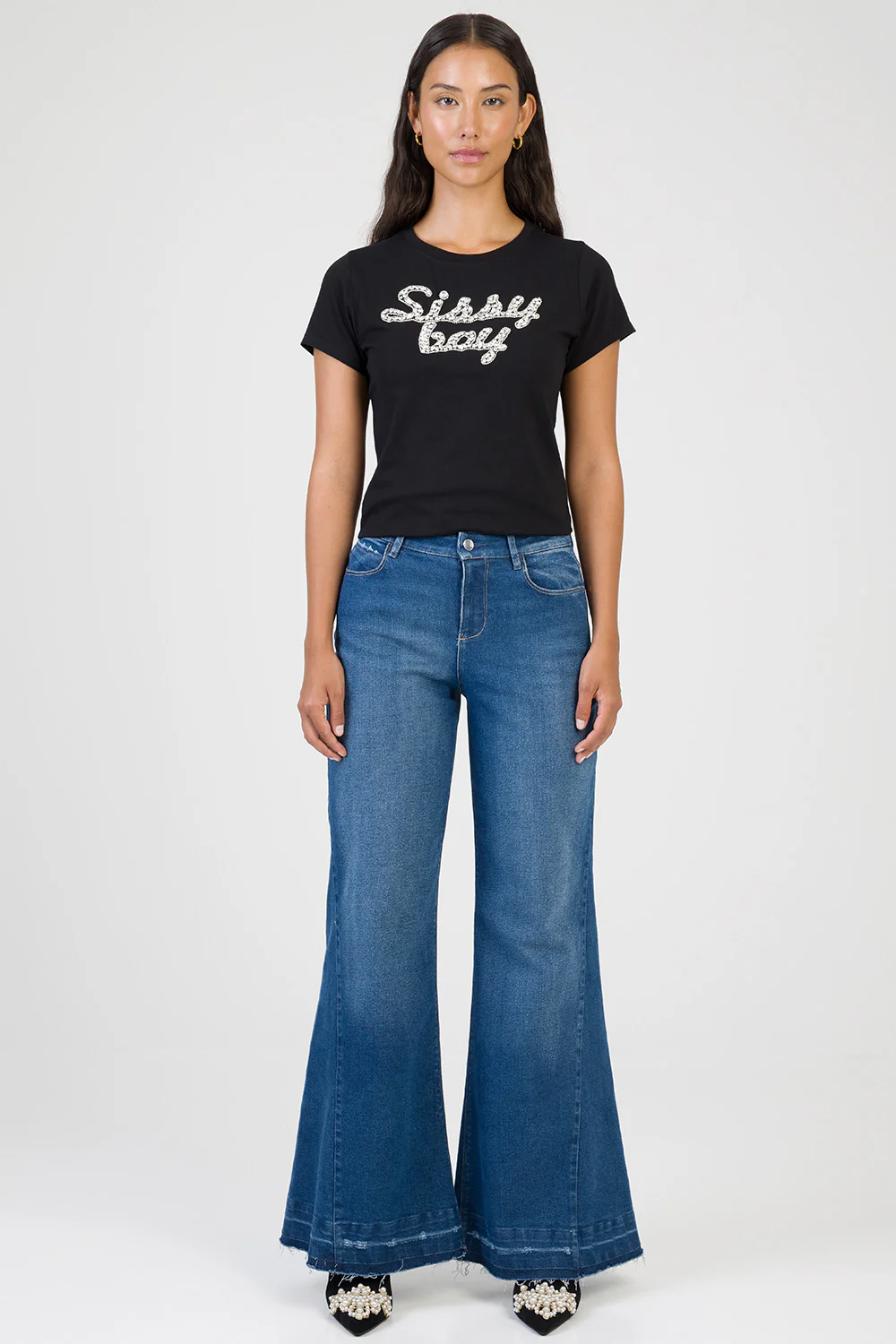 Glow On Raised Bling Logo Regular T-Shirt - Black - Image 6