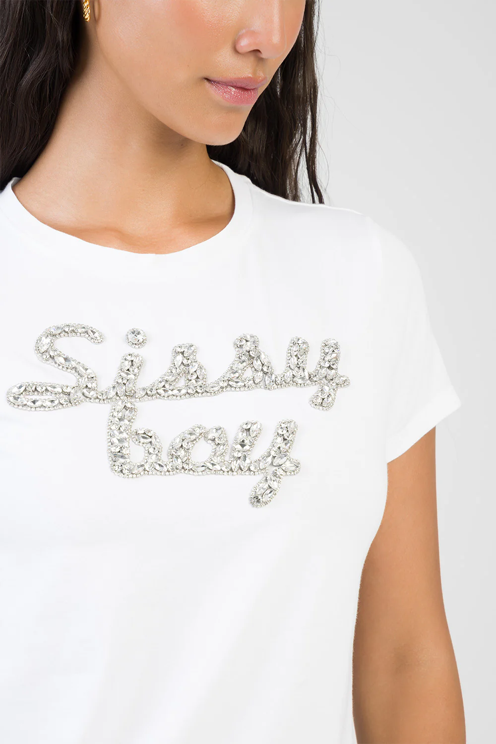 Glow On Raised Bling Logo Regular T-Shirt - White - Image 2
