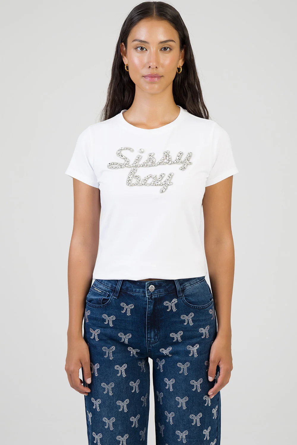 Glow On Raised Bling Logo Regular T-Shirt - White - Image 3