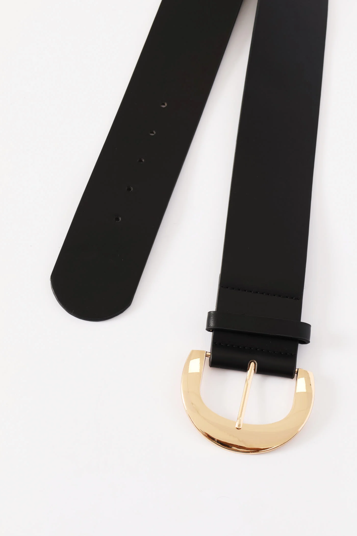 Gold Buckle 6Cm Wide Belt - Black - Image 2