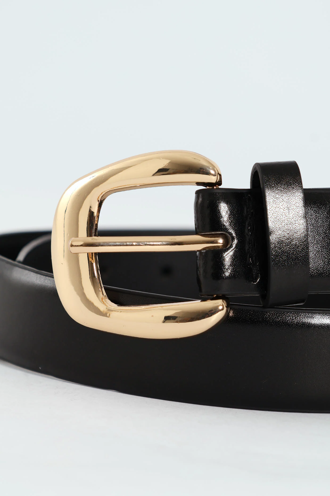 Gold Buckle Fashion Belt - Black - Image 2