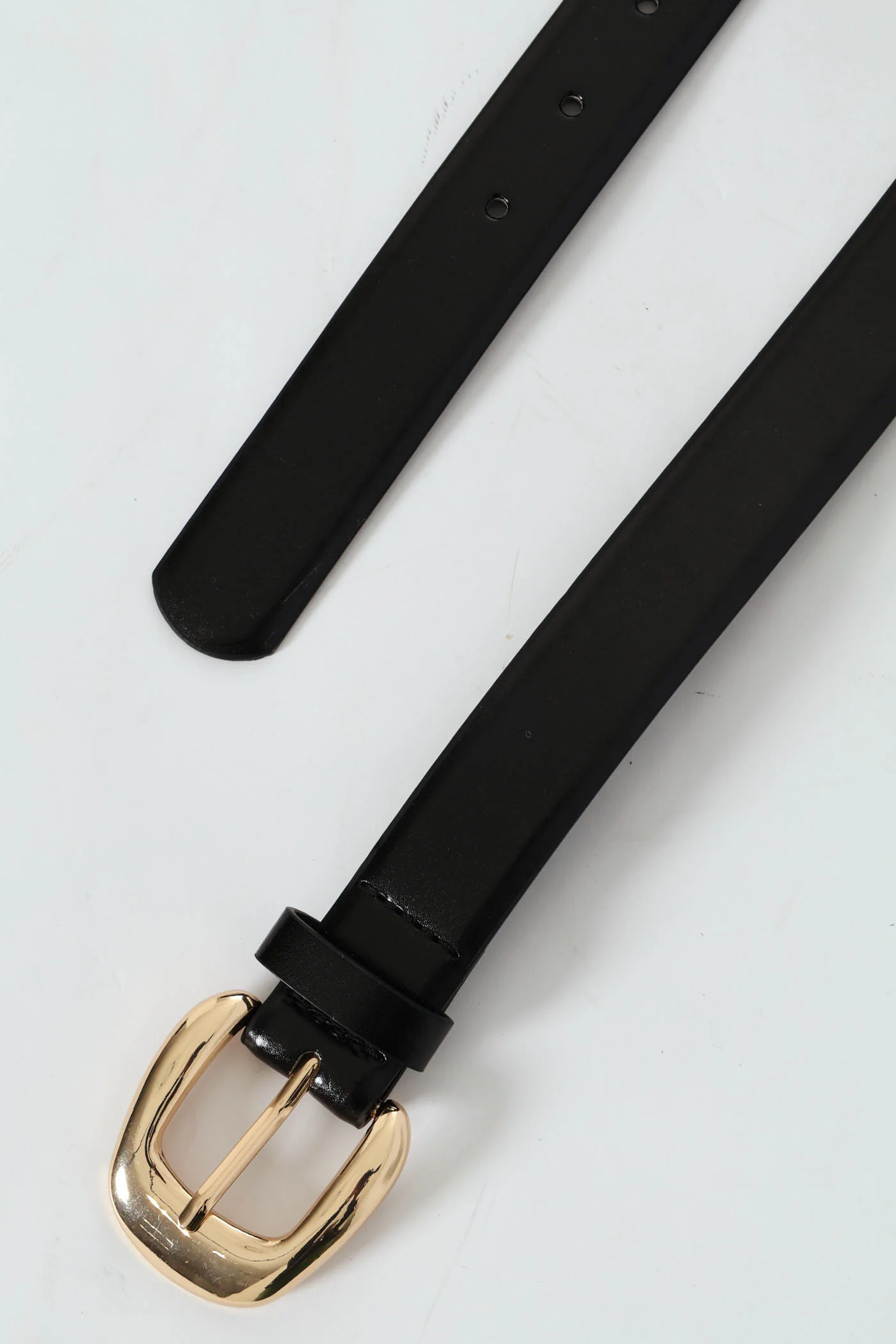 Gold Buckle Fashion Belt - Black - Image 3