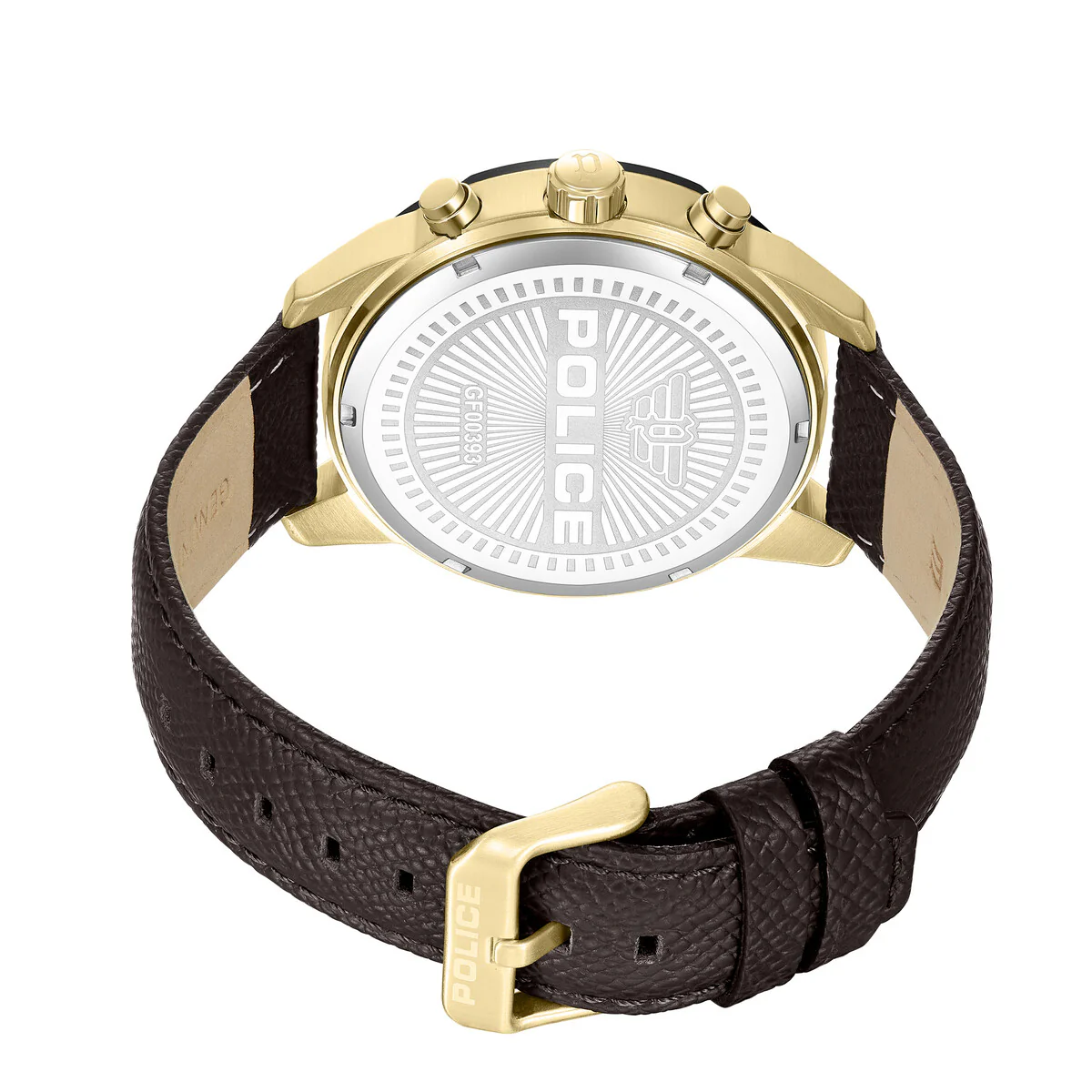Gold Case & Brown Dial Watch With Brown Leather Strap - Brown - Image 3