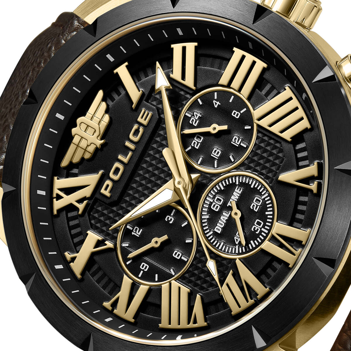 Gold Case & Brown Dial Watch With Brown Leather Strap - Brown - Image 4