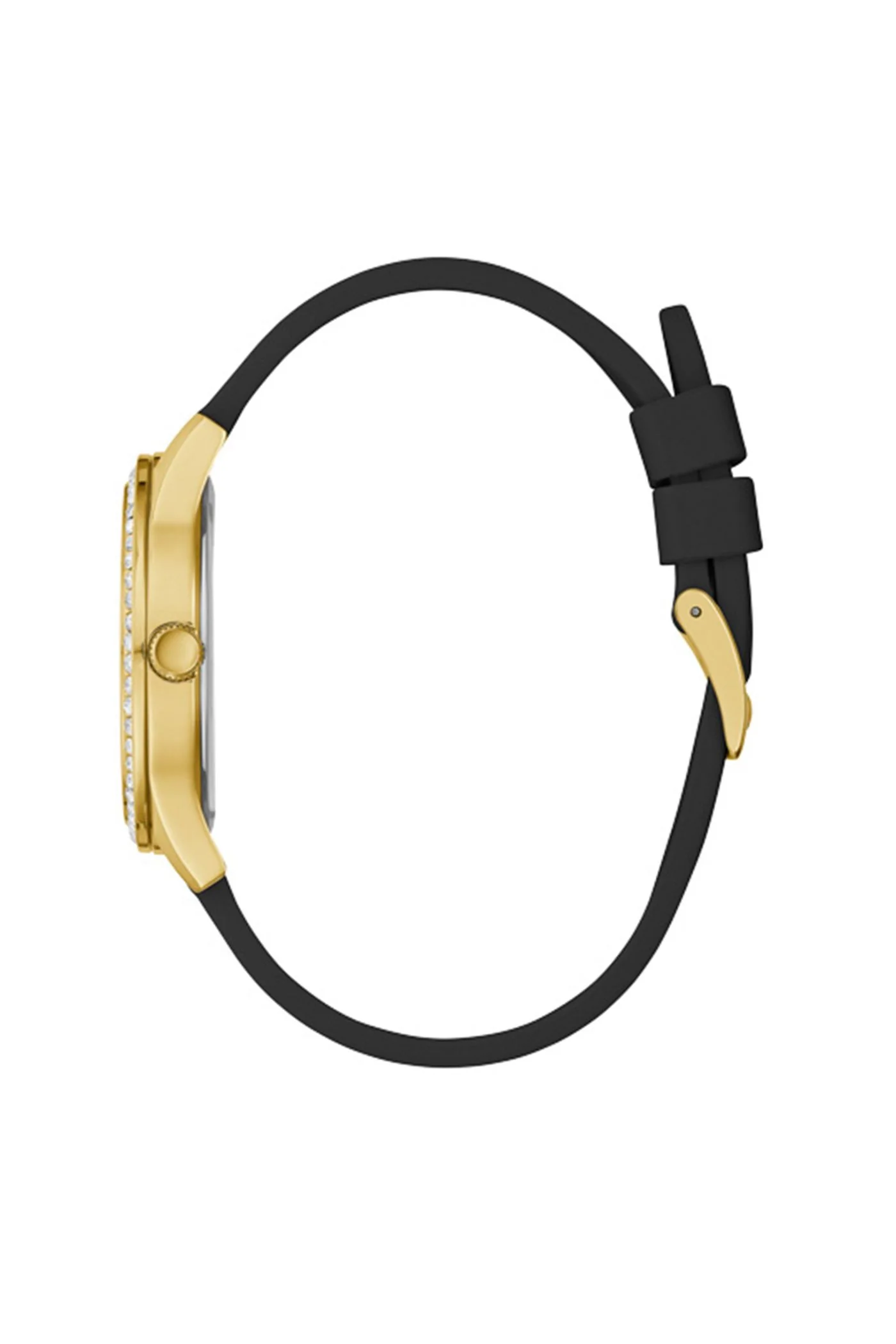 Gold Case & Dial Watch With Black Silicon Strap - Gold - Image 2