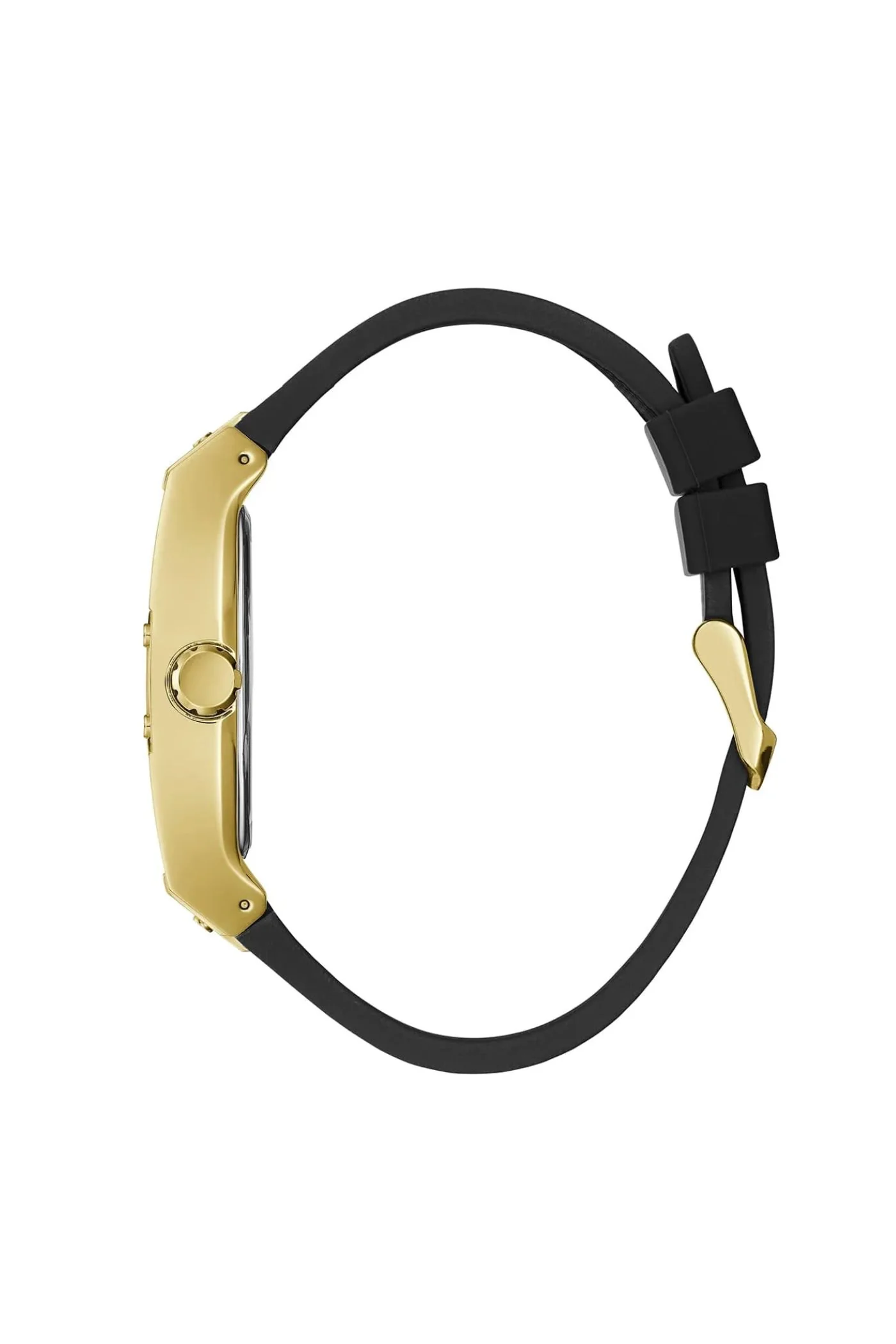 Gold Case Sun Black Diamond Dial Smooth Leather Strap Watch - Gold - Image 4