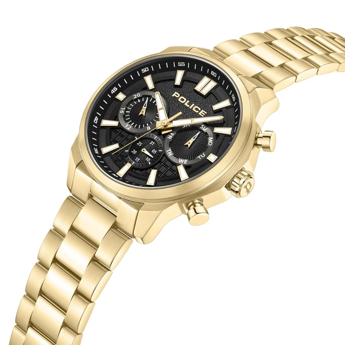 Gold Case With Black Dial & Steel Bracelet Strap - Gold - Image 2
