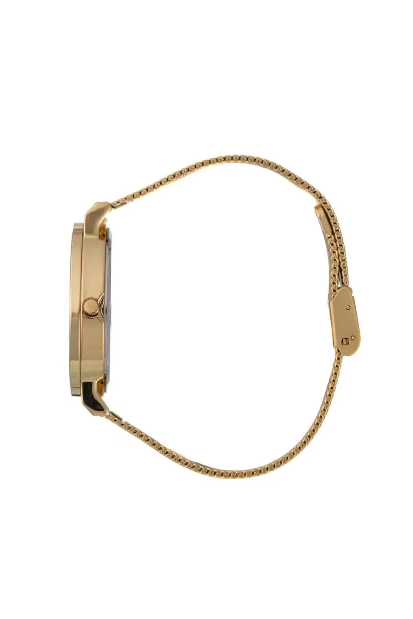 Gold Case With White Dial & Round Mesh Bracelet - Gold - Image 3