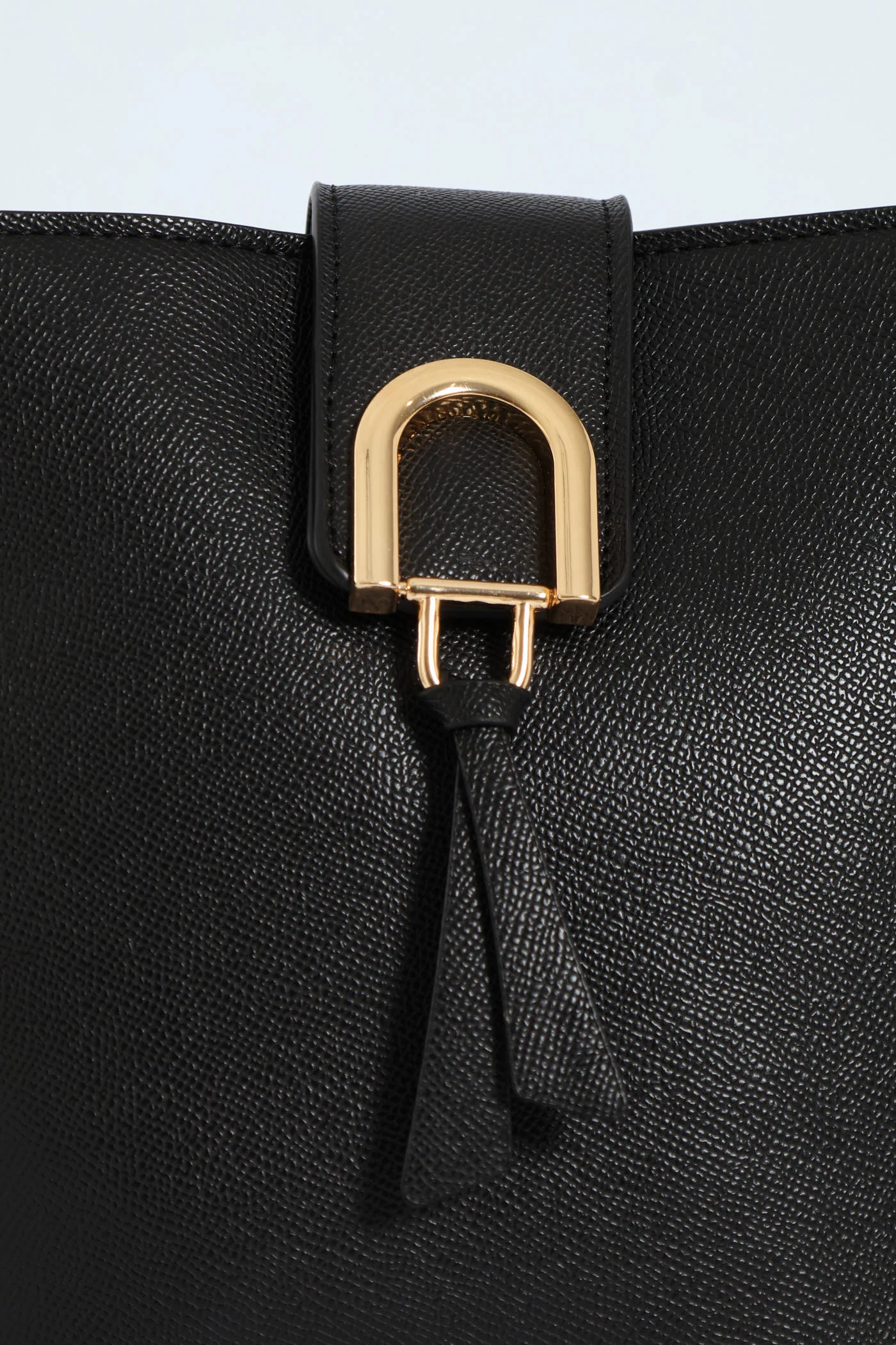 Gold Clasp Flapover Shopper - Black - Image 2