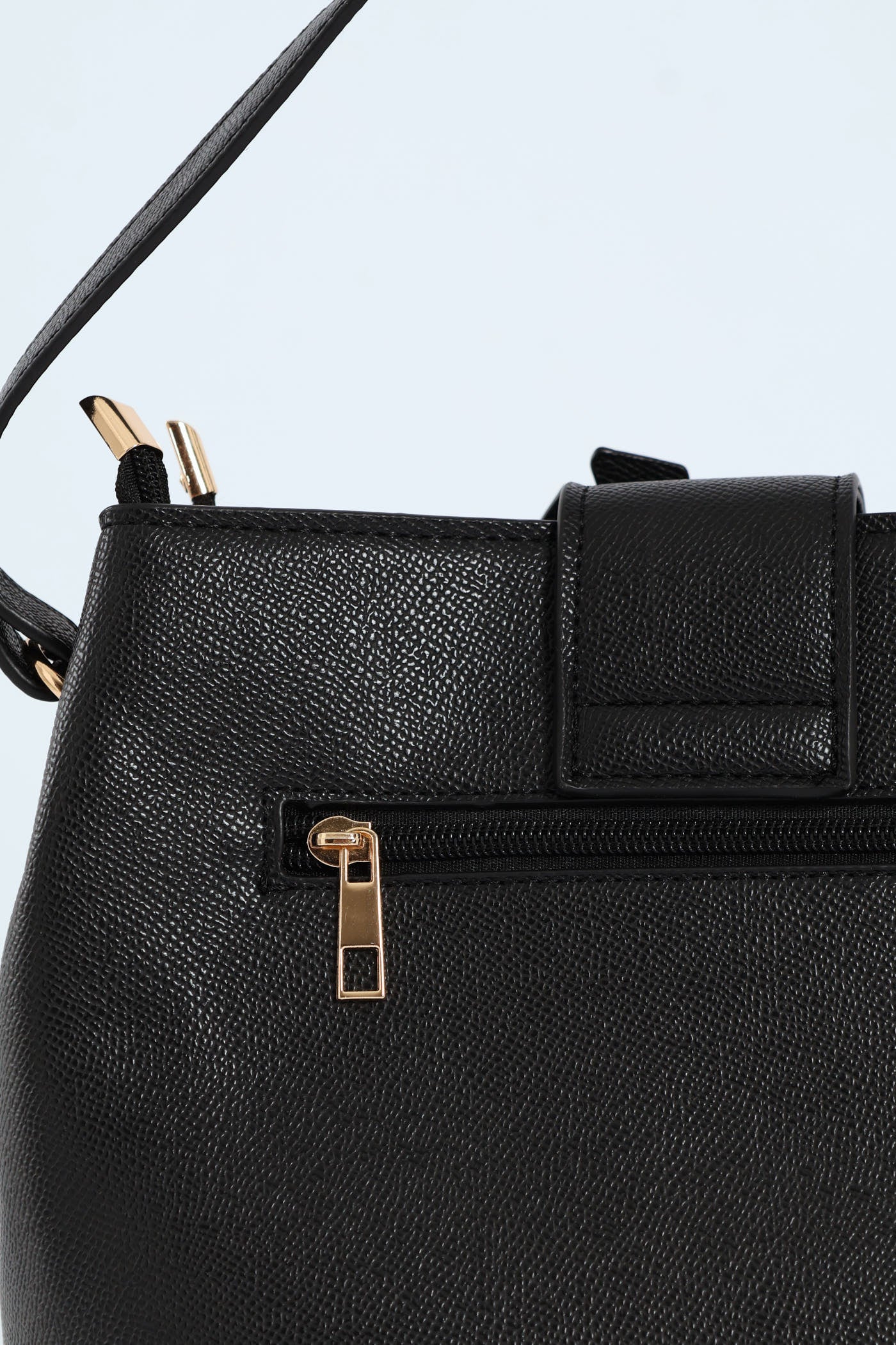 Gold Clasp Flapover Shopper - Black - Image 4