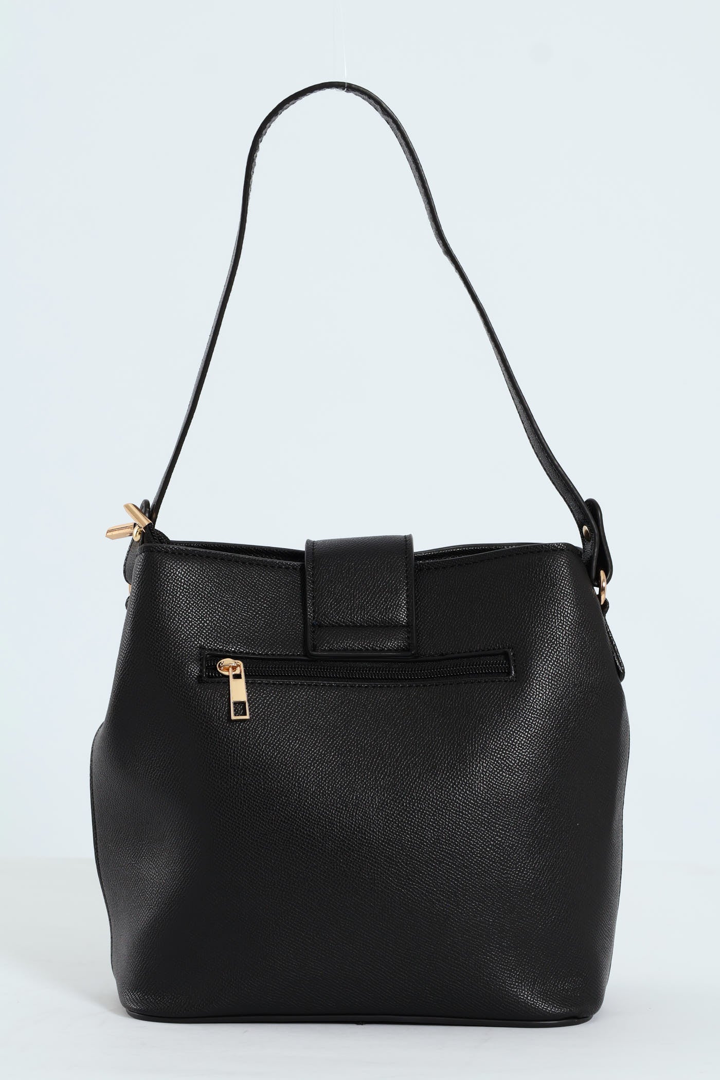 Gold Clasp Flapover Shopper - Black - Image 5