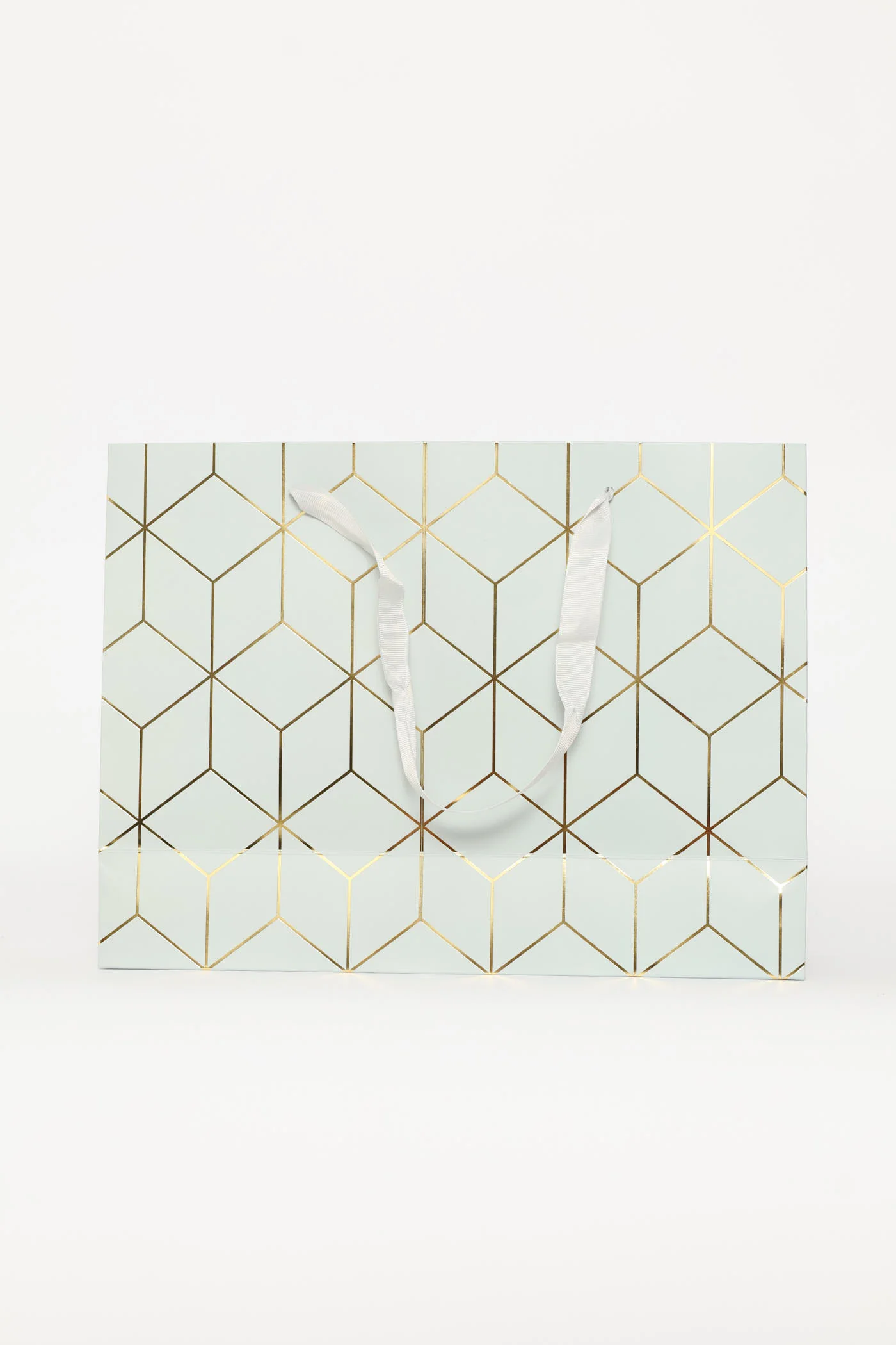 Gold Foil Cube Print Gift Bag - Light Blue - Image 4