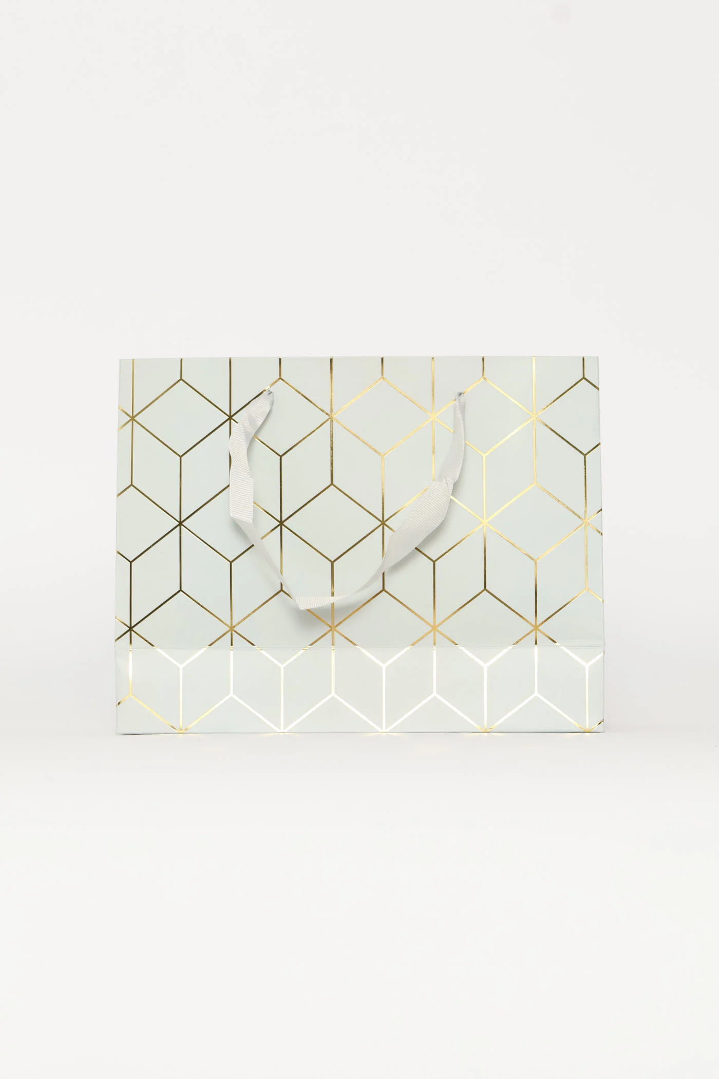 Gold Foil Cube Print Gift Bag - Light Blue - Image 4