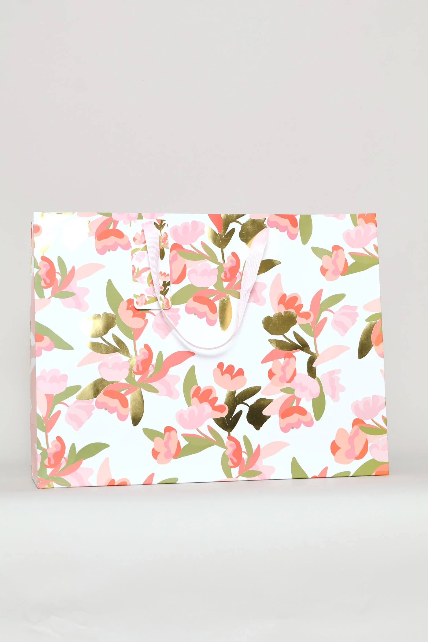 Gold Foil Large Gift Bag - Coral Pink - Image 3