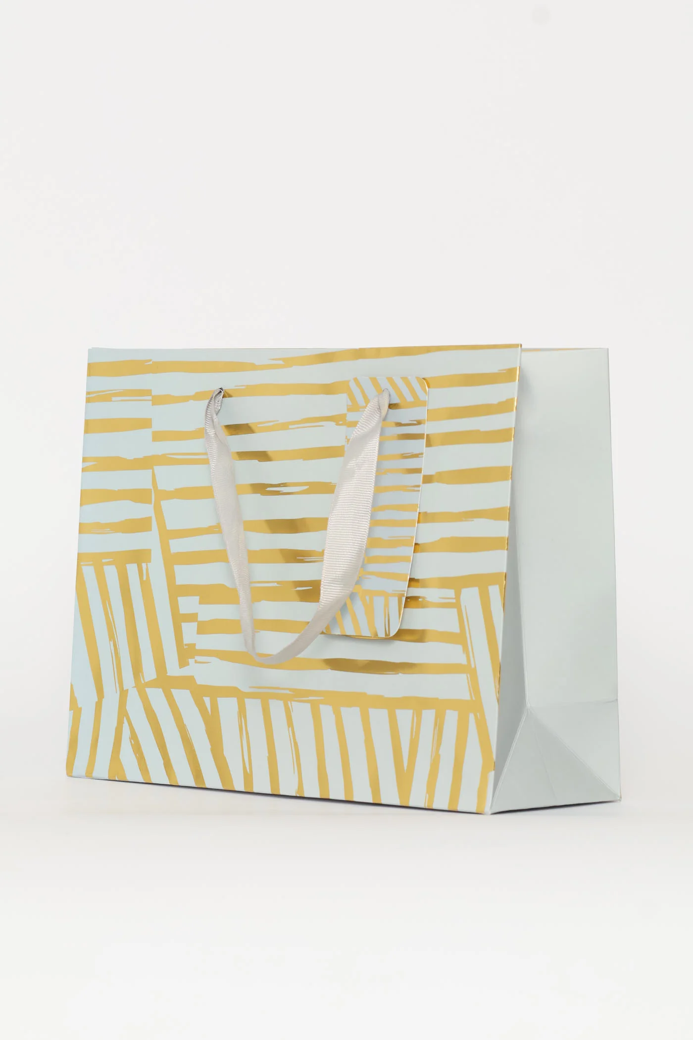 Gold Foil Stripey Gift Bag - Light Blue - Image 3