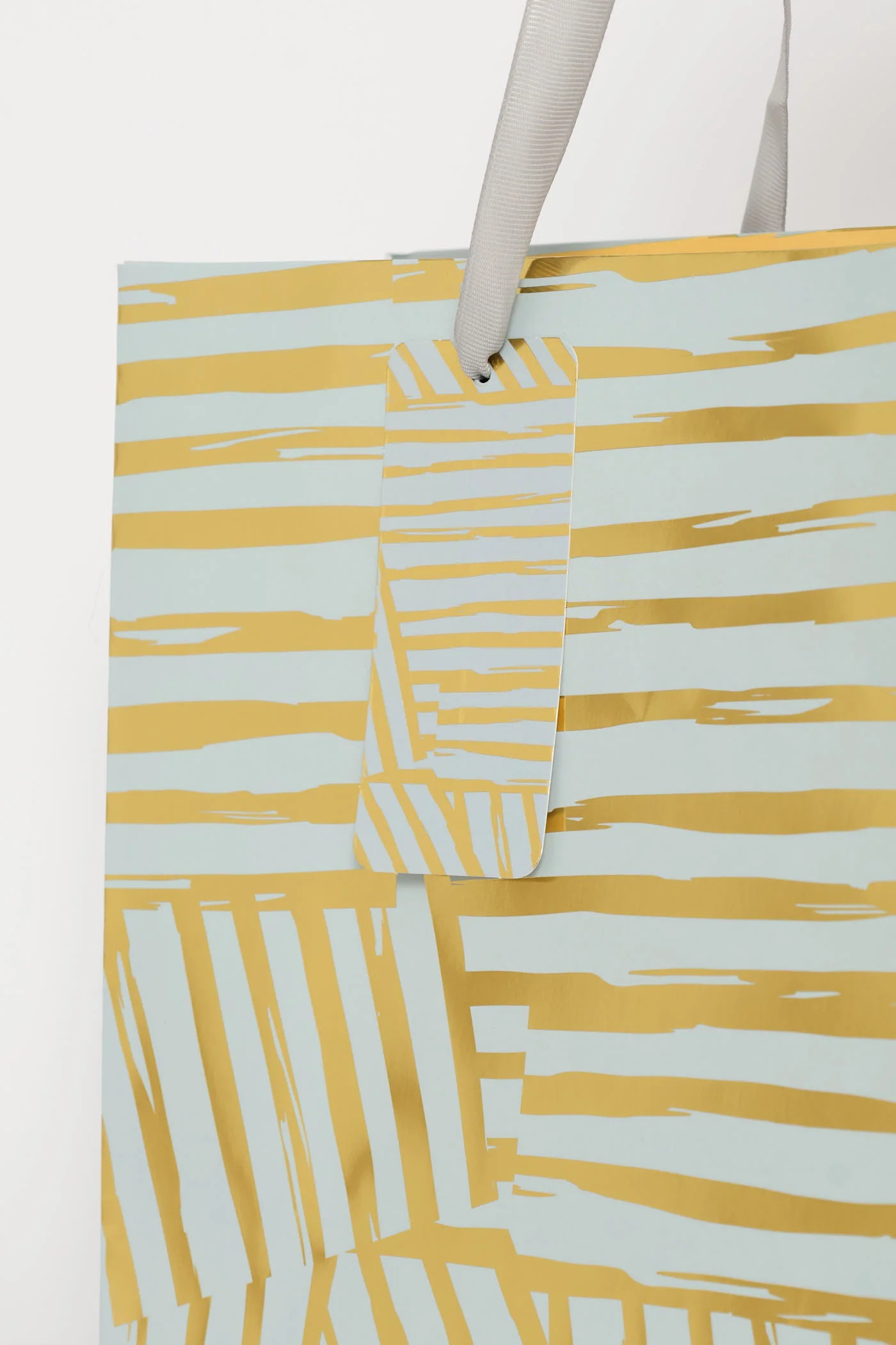 Gold Foil Stripey Gift Bag - Light Blue - Image 2