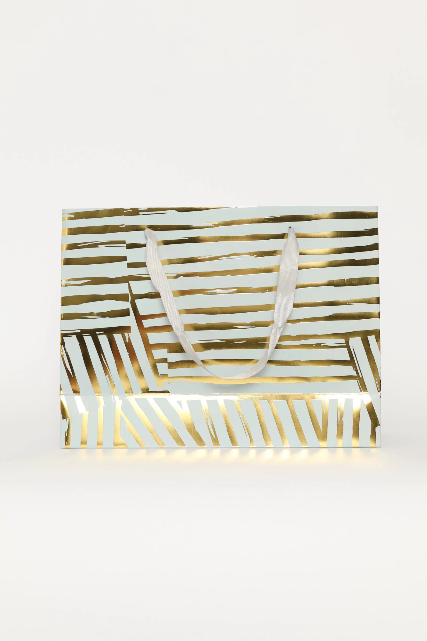 Gold Foil Stripey Gift Bag - Light Blue - Image 4