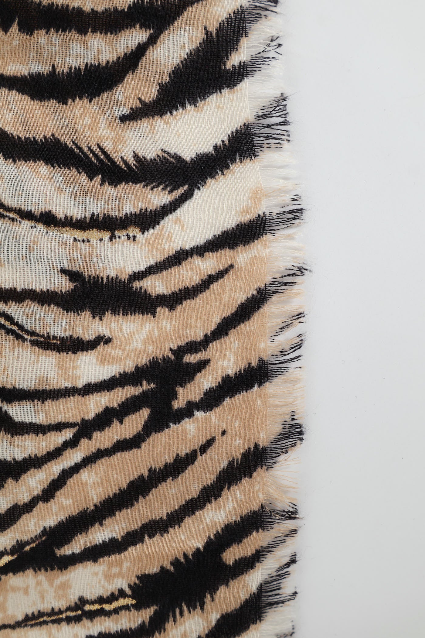 Gold Foil Zebra Viscose Sacrf - Beige - Image 4