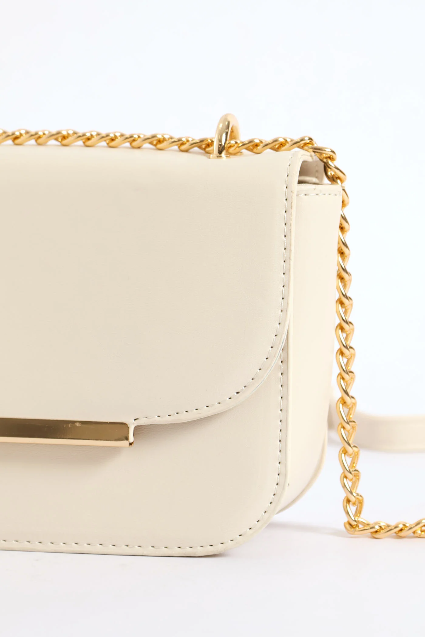 Gold Hardware Satchel Bag - Cream - Image 2