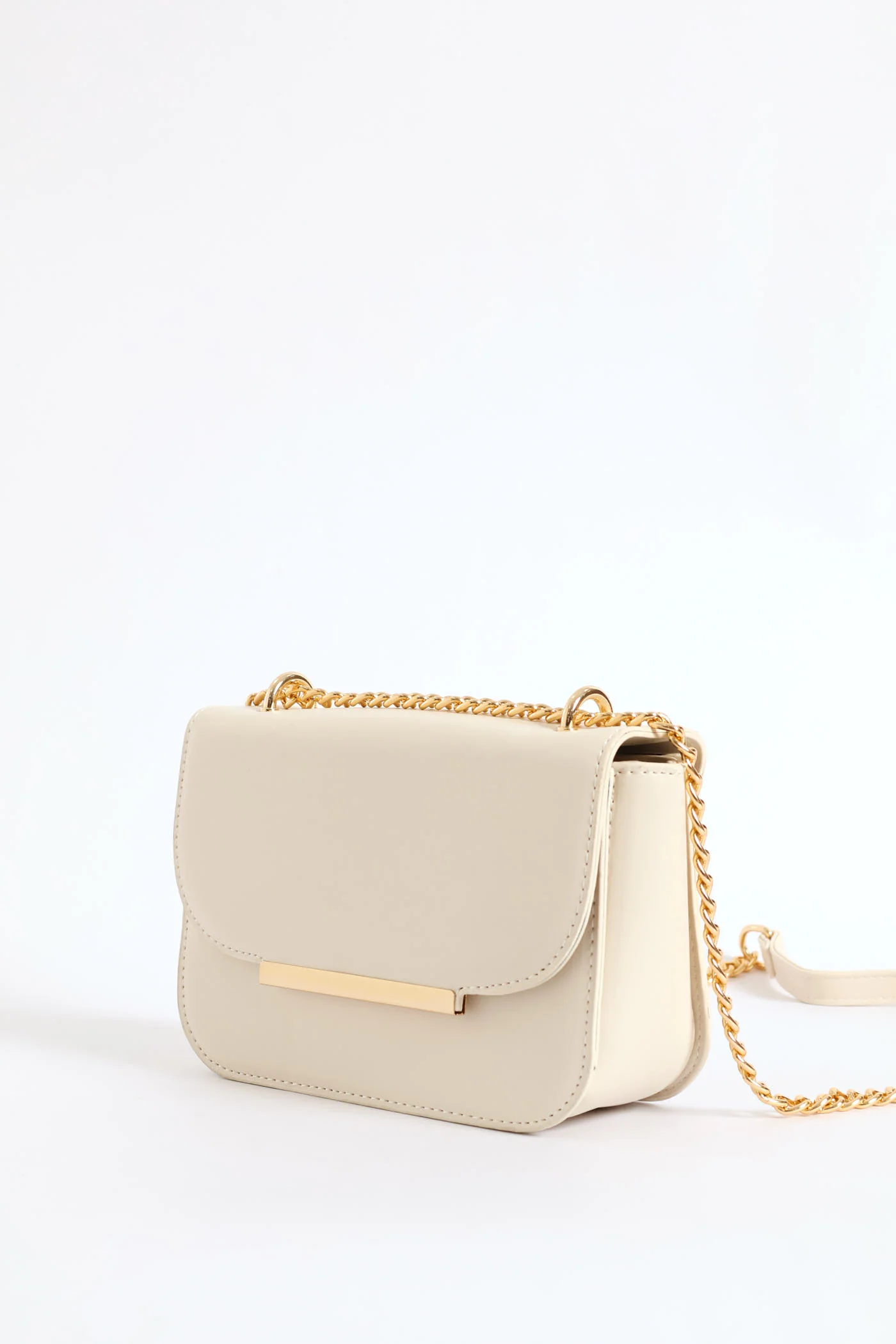 Gold Hardware Satchel Bag - Cream - Image 4