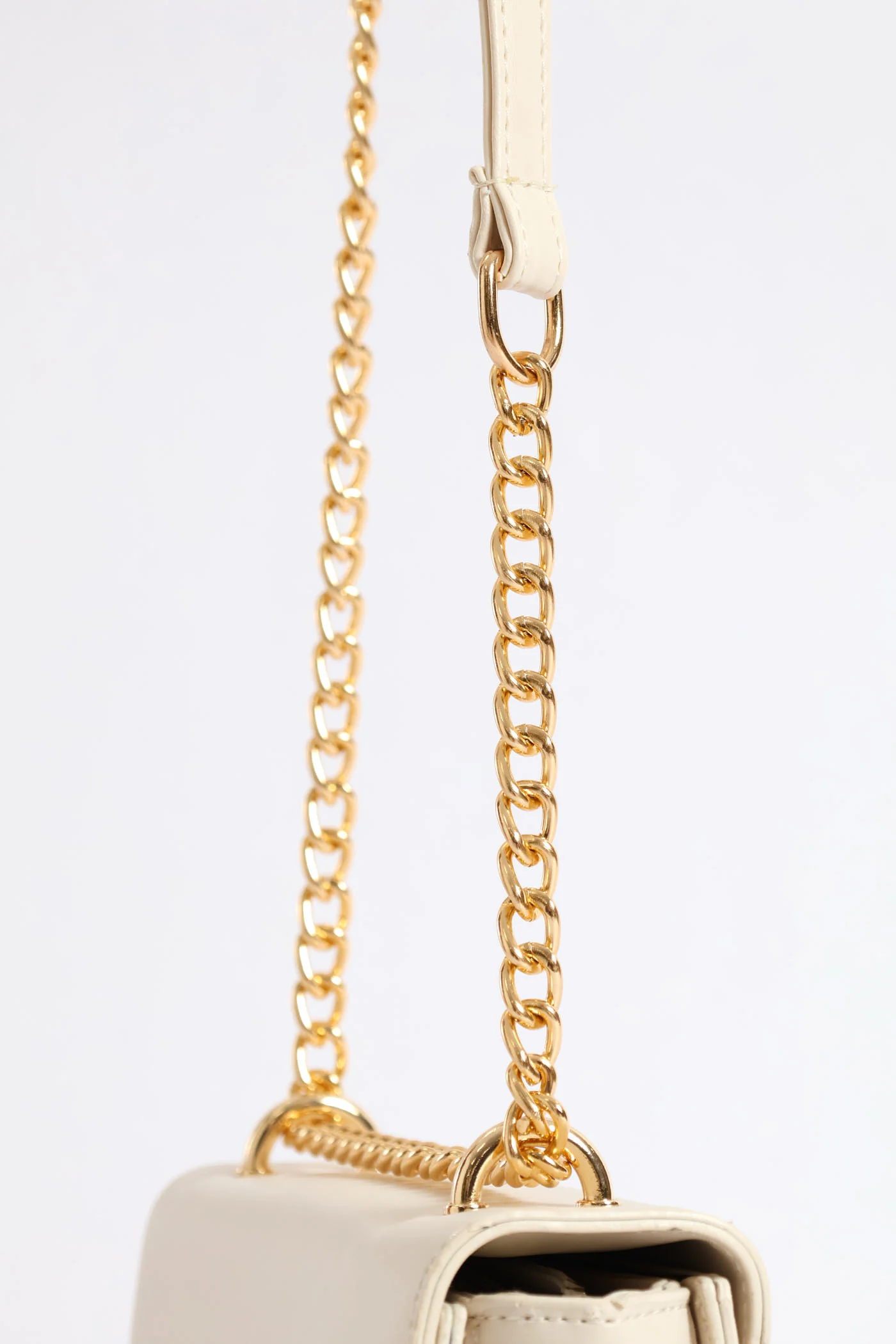 Gold Hardware Satchel Bag - Cream - Image 5