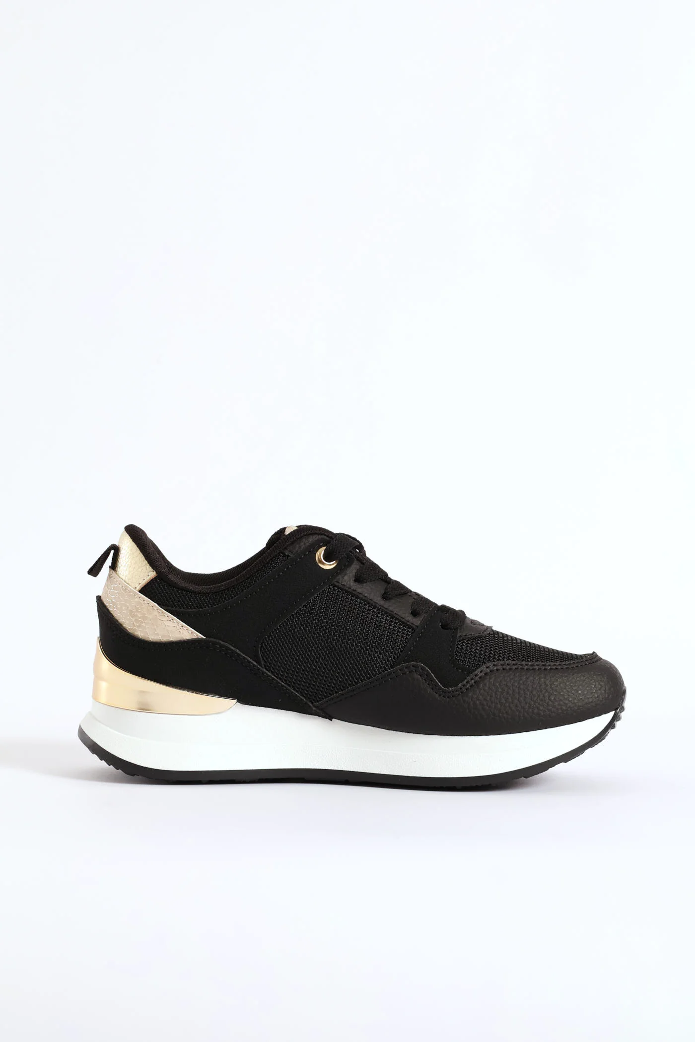 Gold Lurex Platform Sneaker - Black - Image 4