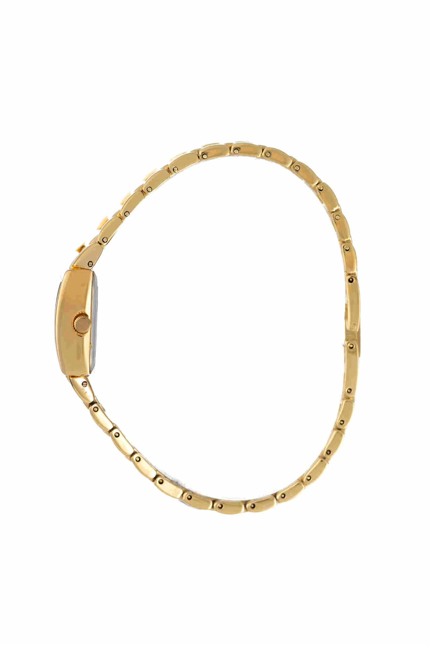 Gold Rectangle Cuff Bracelet Champagne Dial Watch - Gold - Image 3
