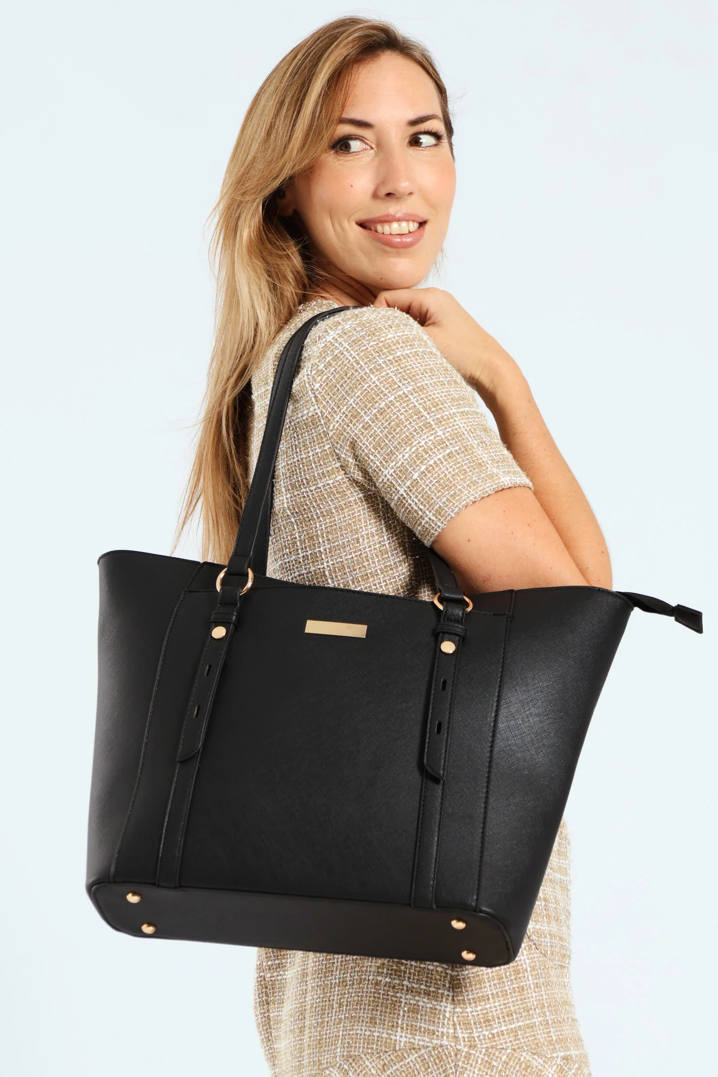 Gold Ring Text Shopper - Black - Image 4