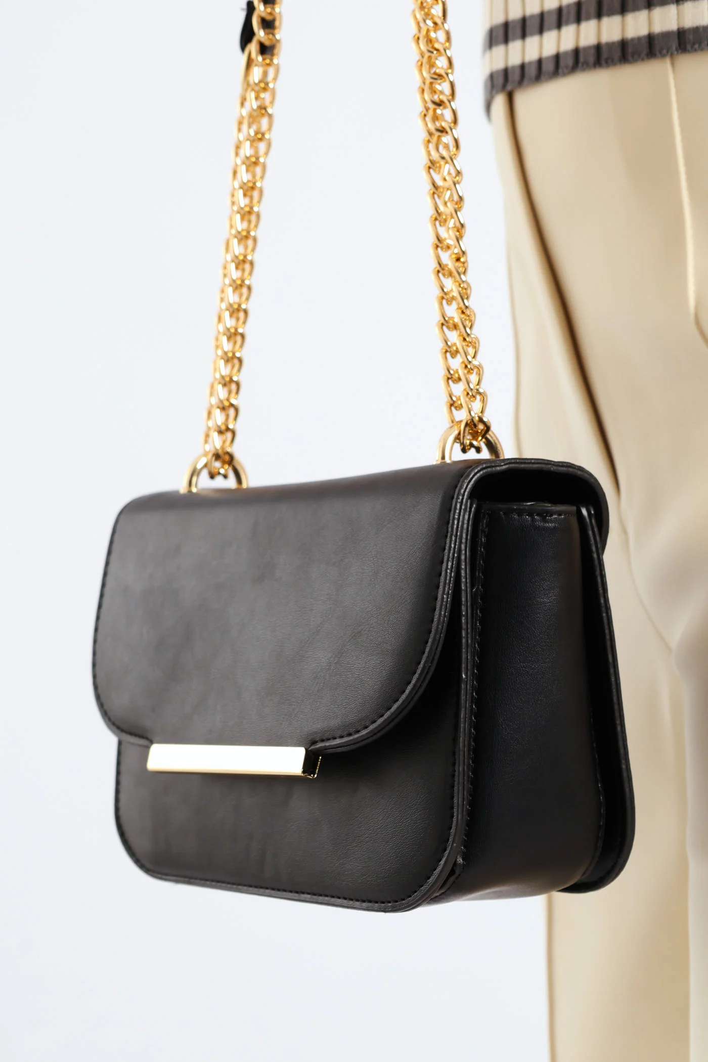 Gold Hardware Satchel - Black - Image 3