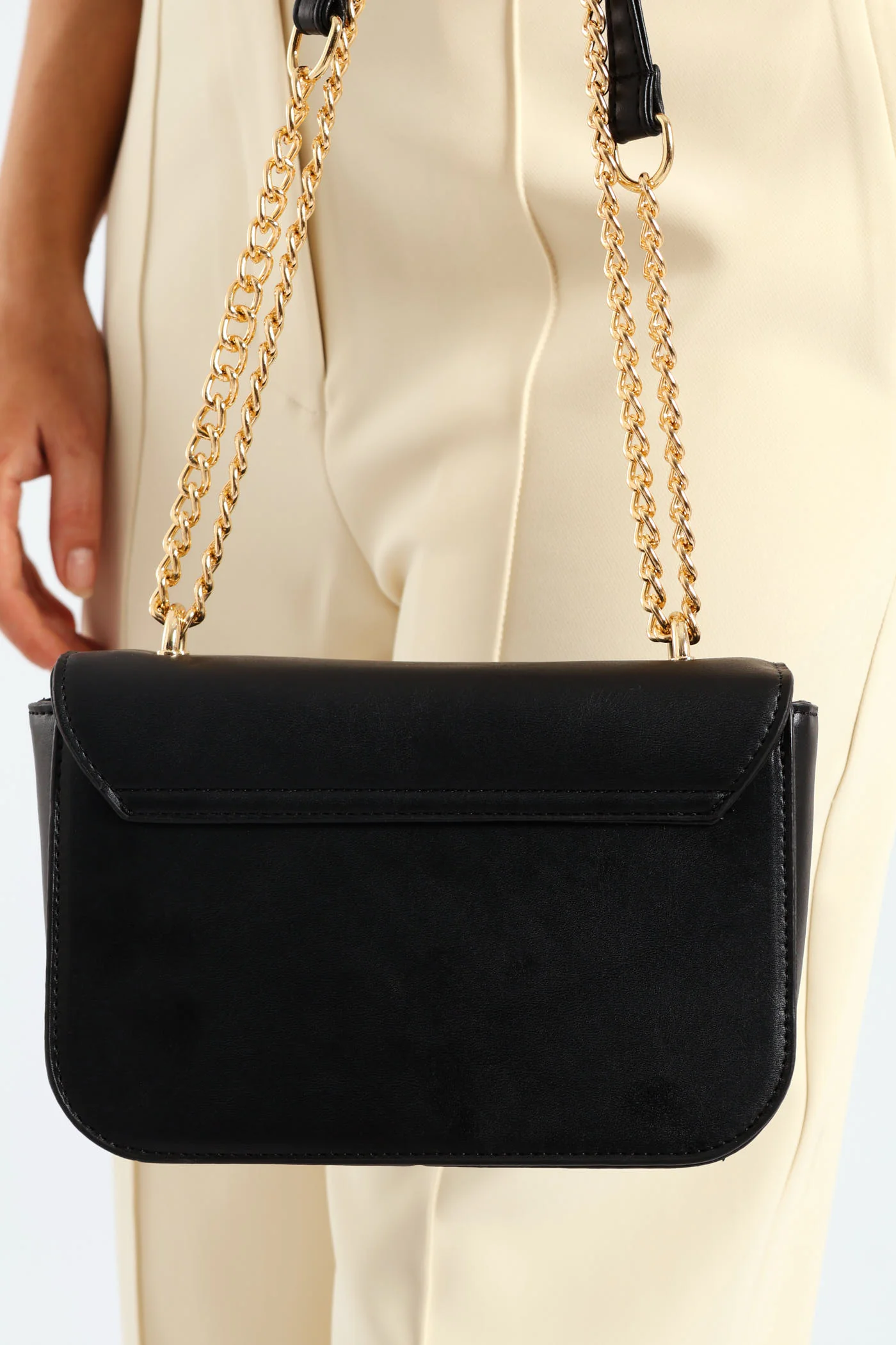 Gold Hardware Satchel - Black - Image 4