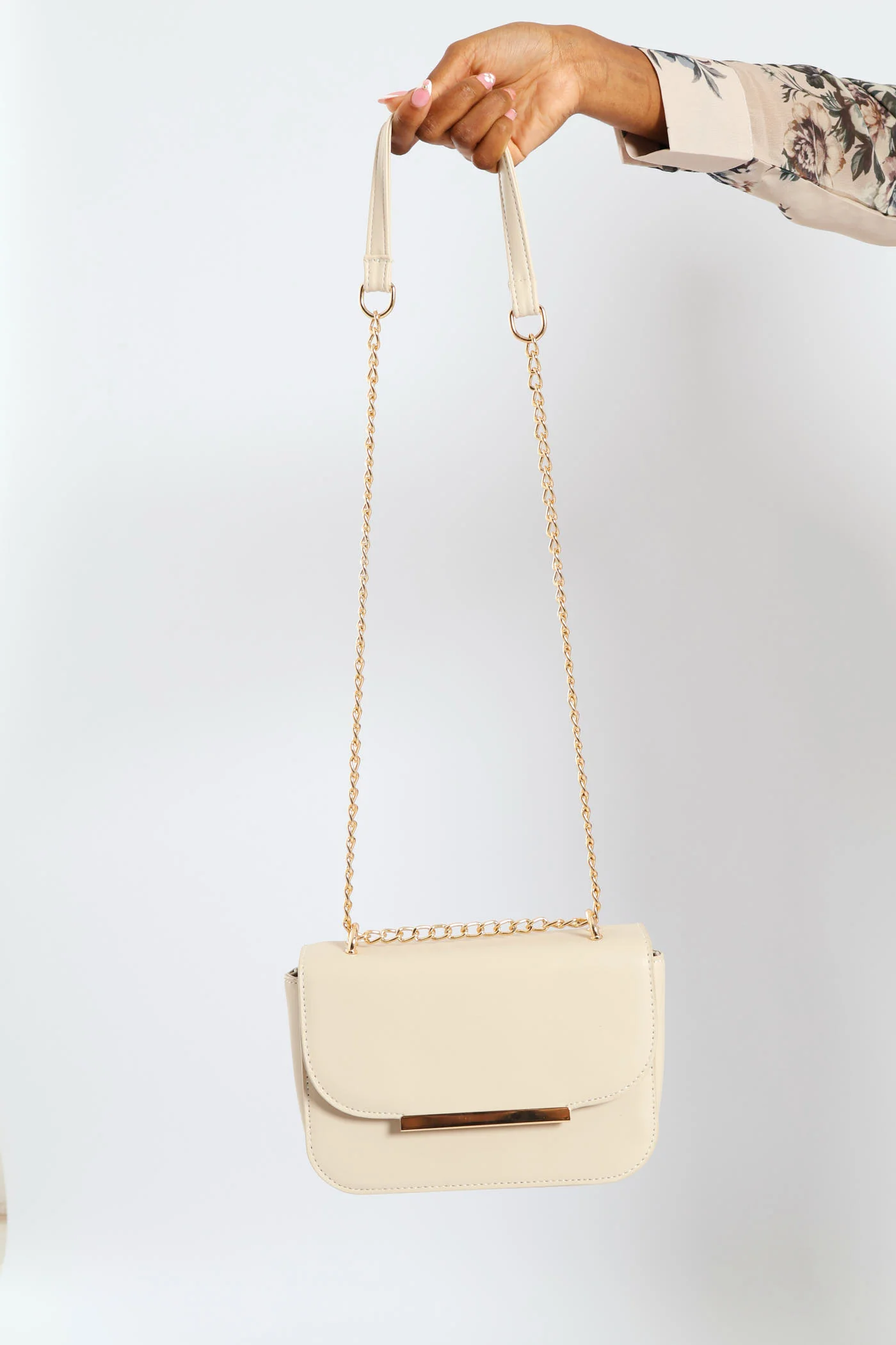 Gold Hardware Satchel - Beige - Image 6