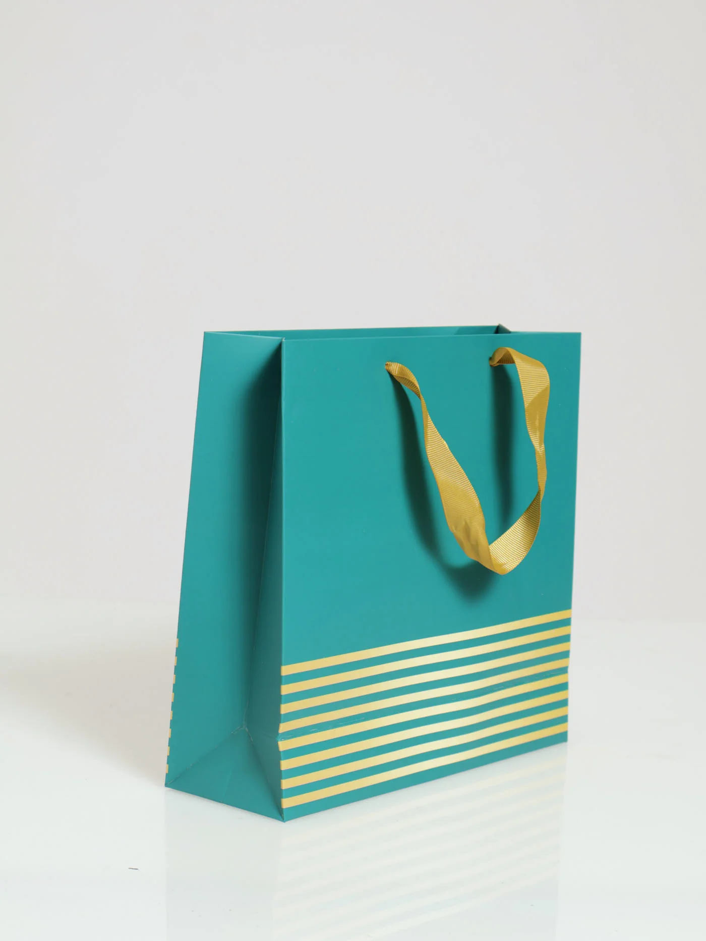Gold Stripe Gift Bag - Teal - Image 2