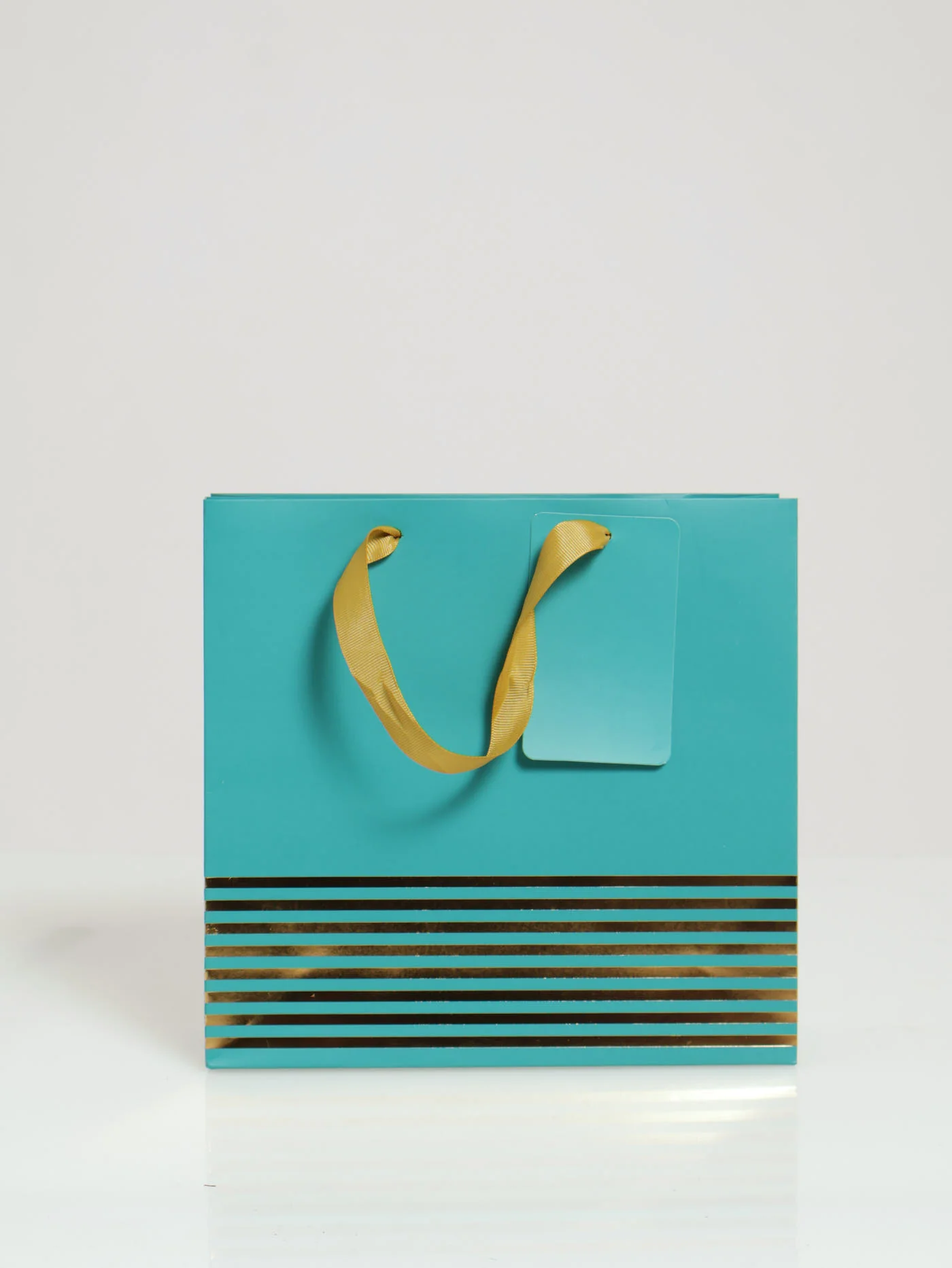 Gold Stripe Gift Bag - Teal - Image 3