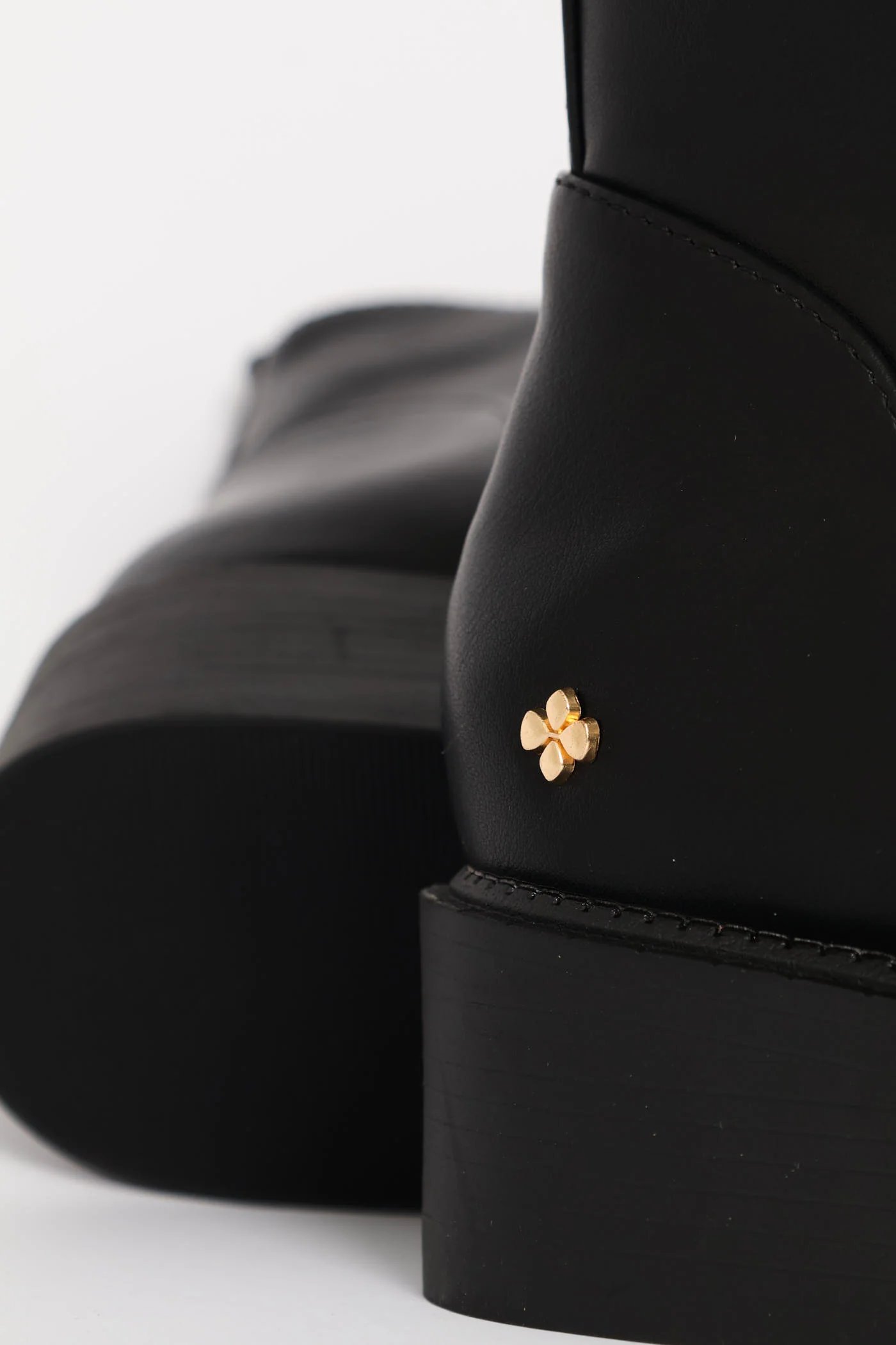 Gold Stud Detail Low Chelsea Boot - Black - Image 3