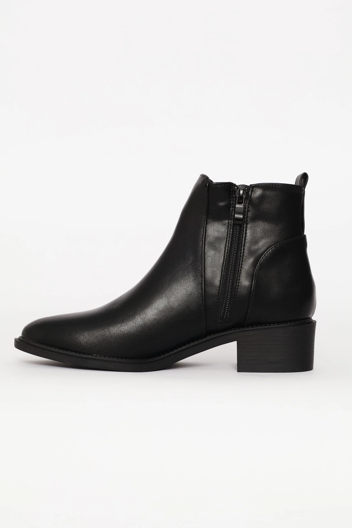 Gold Stud Detail Low Chelsea Boot - Black - Image 4