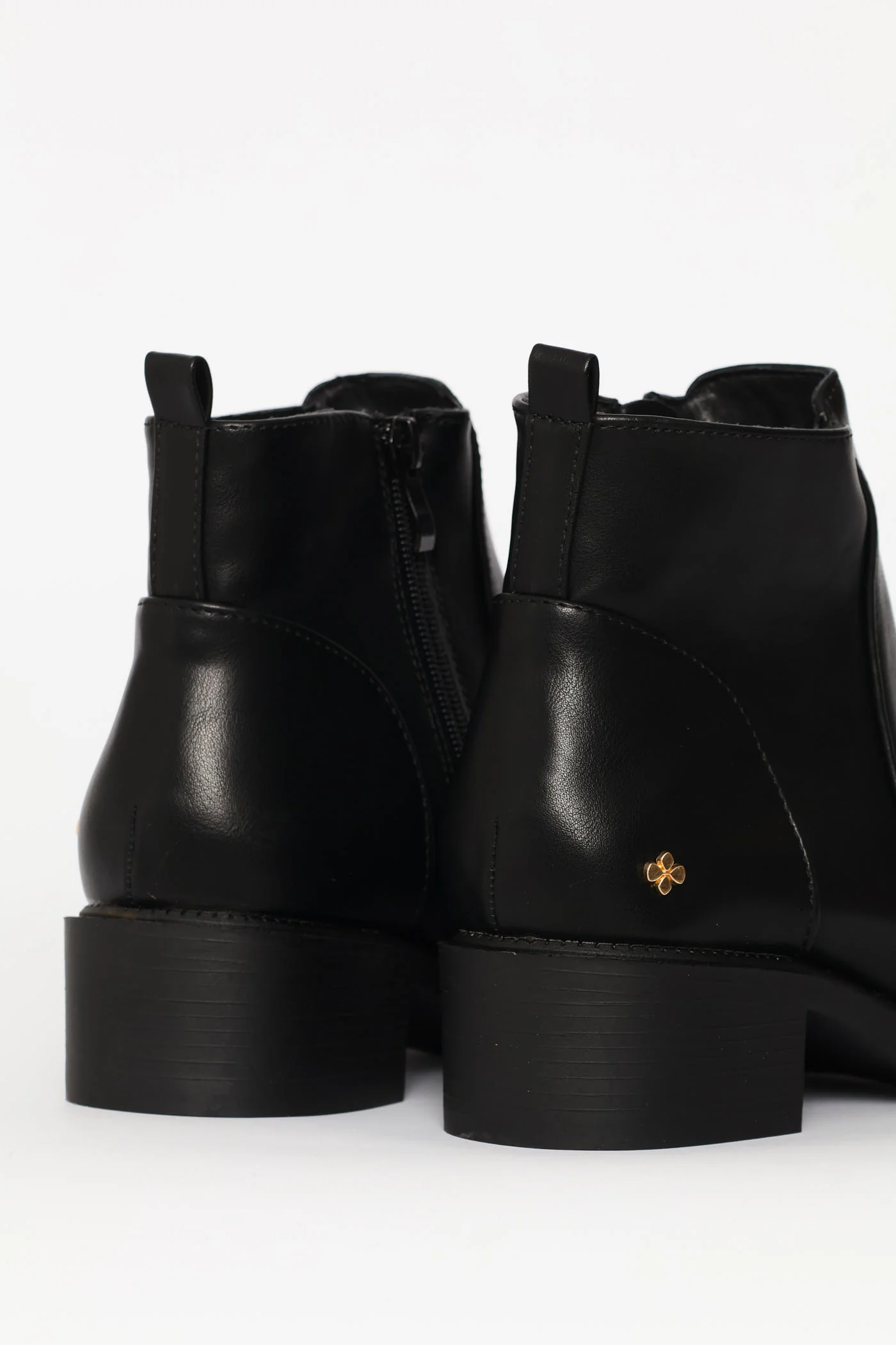 Gold Stud Detail Low Chelsea Boot - Black - Image 5