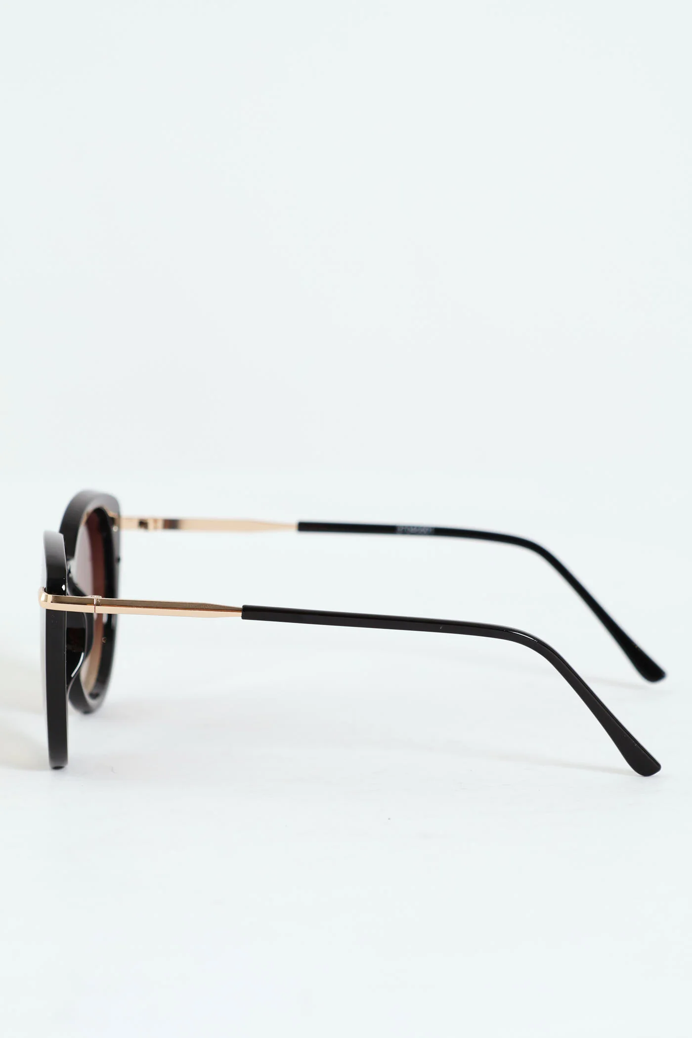 Gold Temple Rounded Cateye Gradient Lense Sunglasses - Black - Image 2