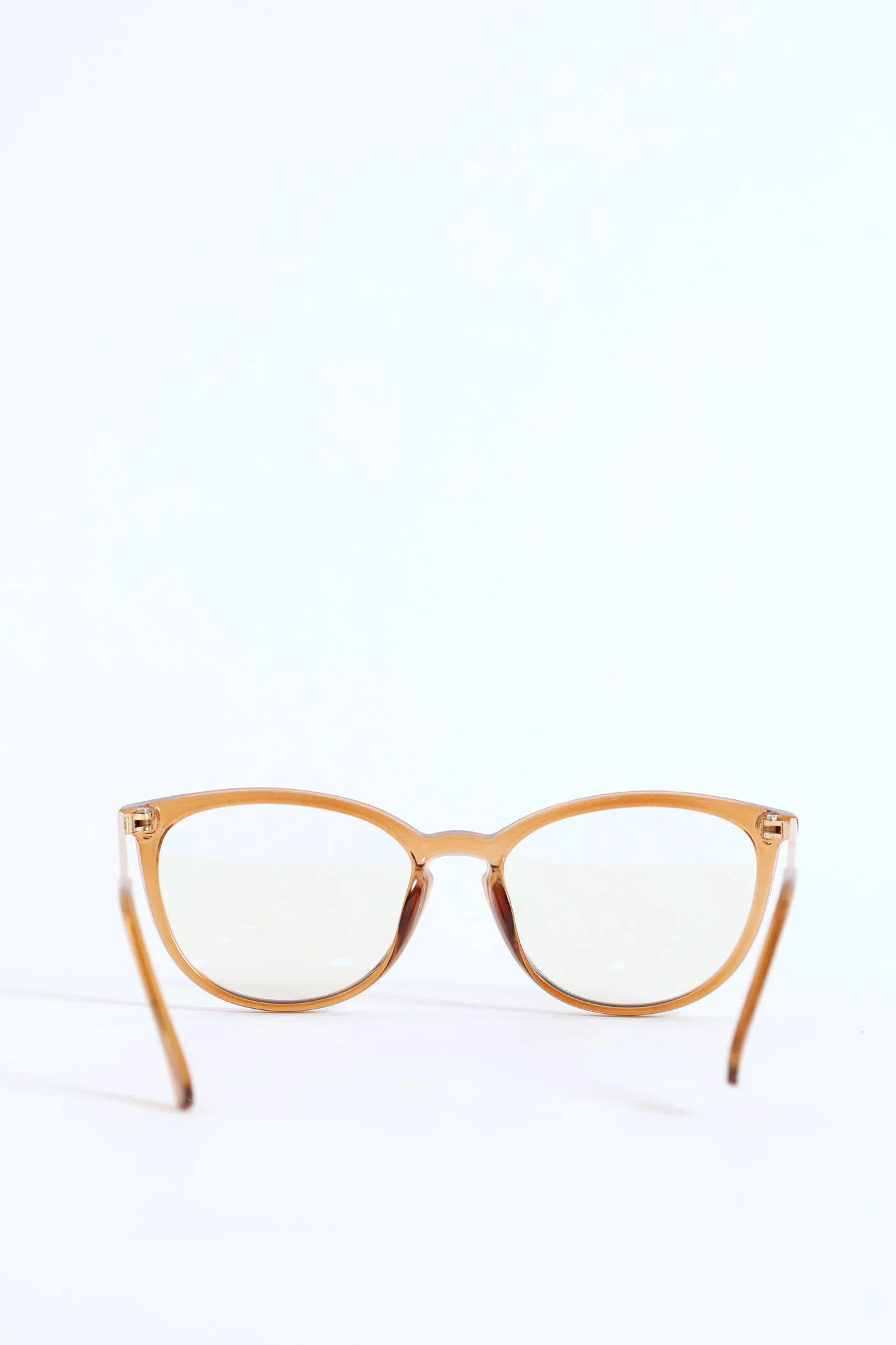 Gold Temple Rounded Cateye Glasses - Brown - Image 4