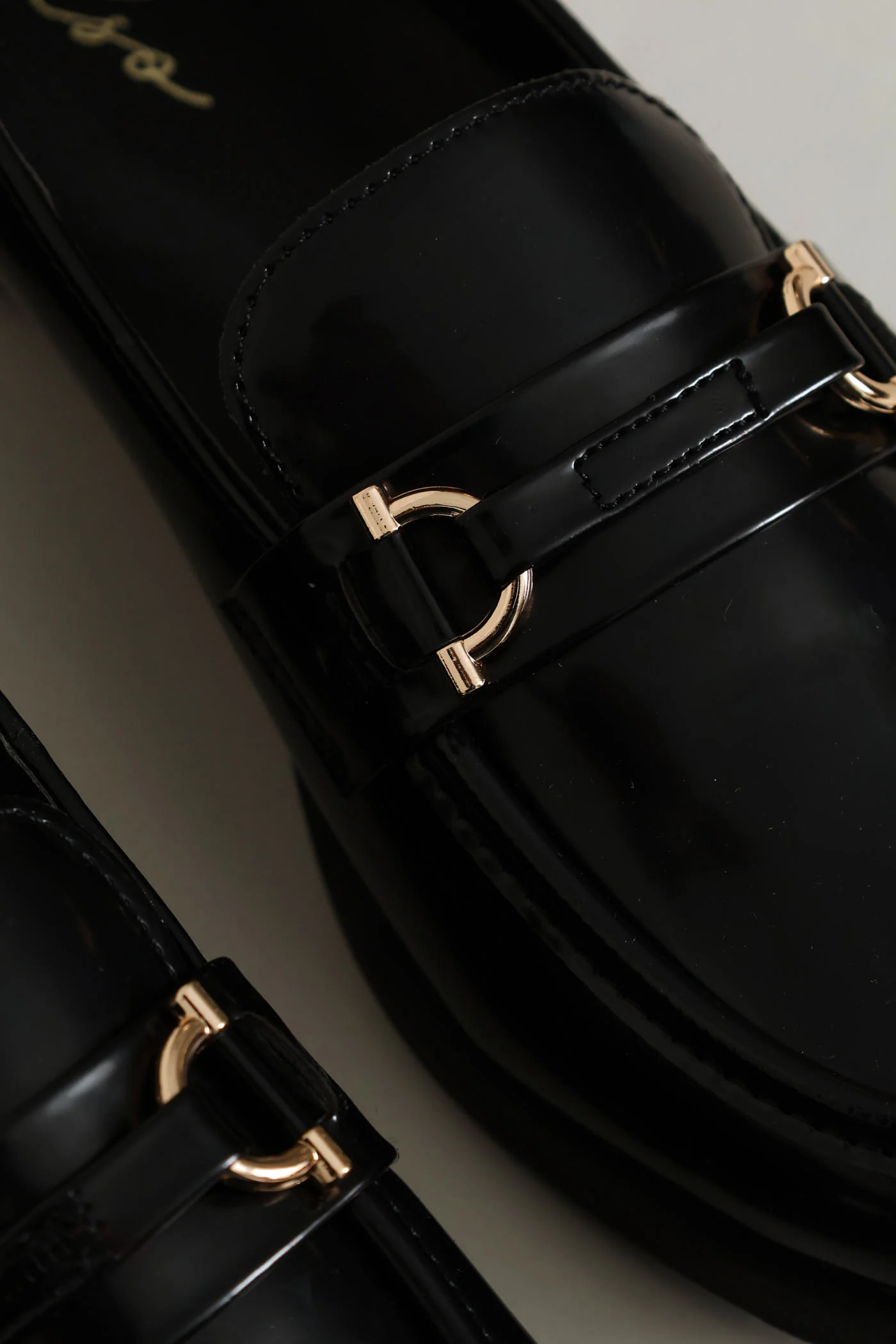 Gold Trim Detail Smart Loafer - Black - Image 2